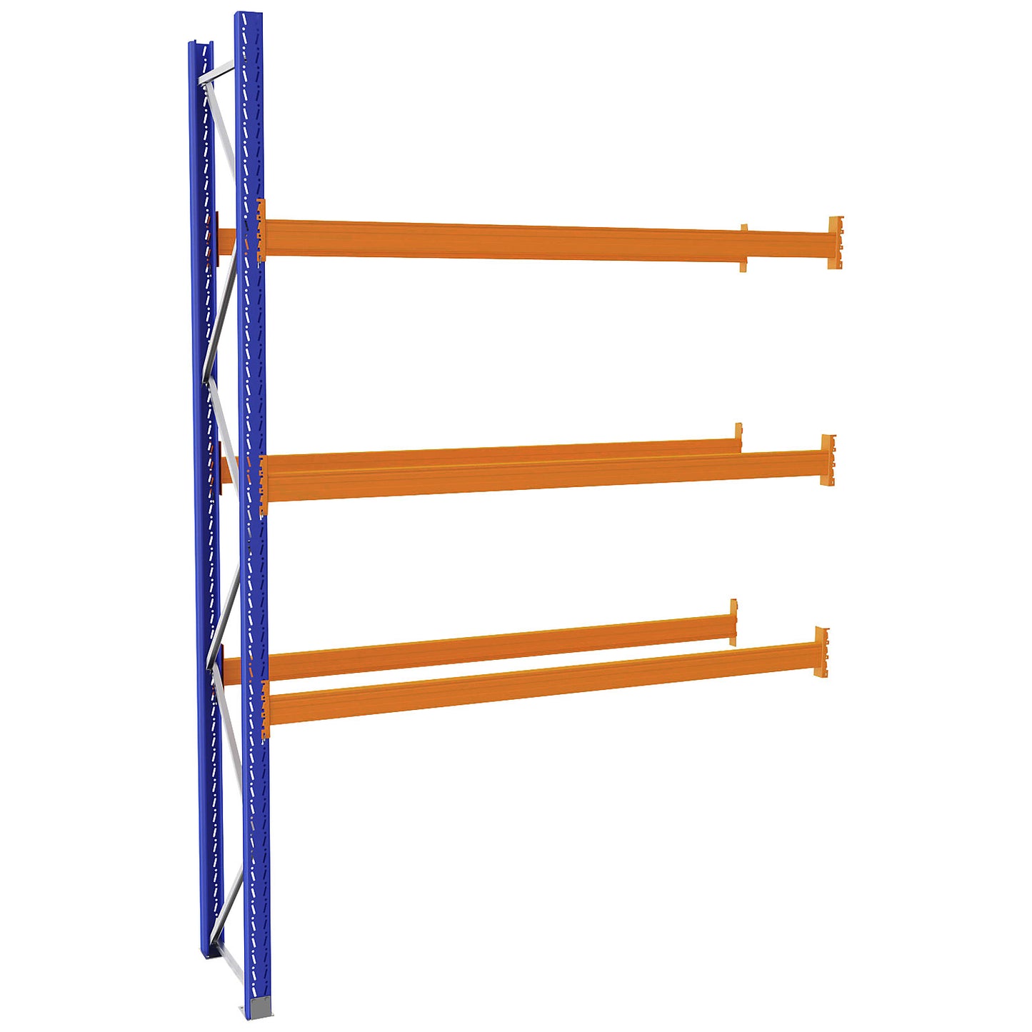 Pallet racking made of steel, blue/orange, HxWxD 3990 x 2800 x 750 mm, extension shelf unit.