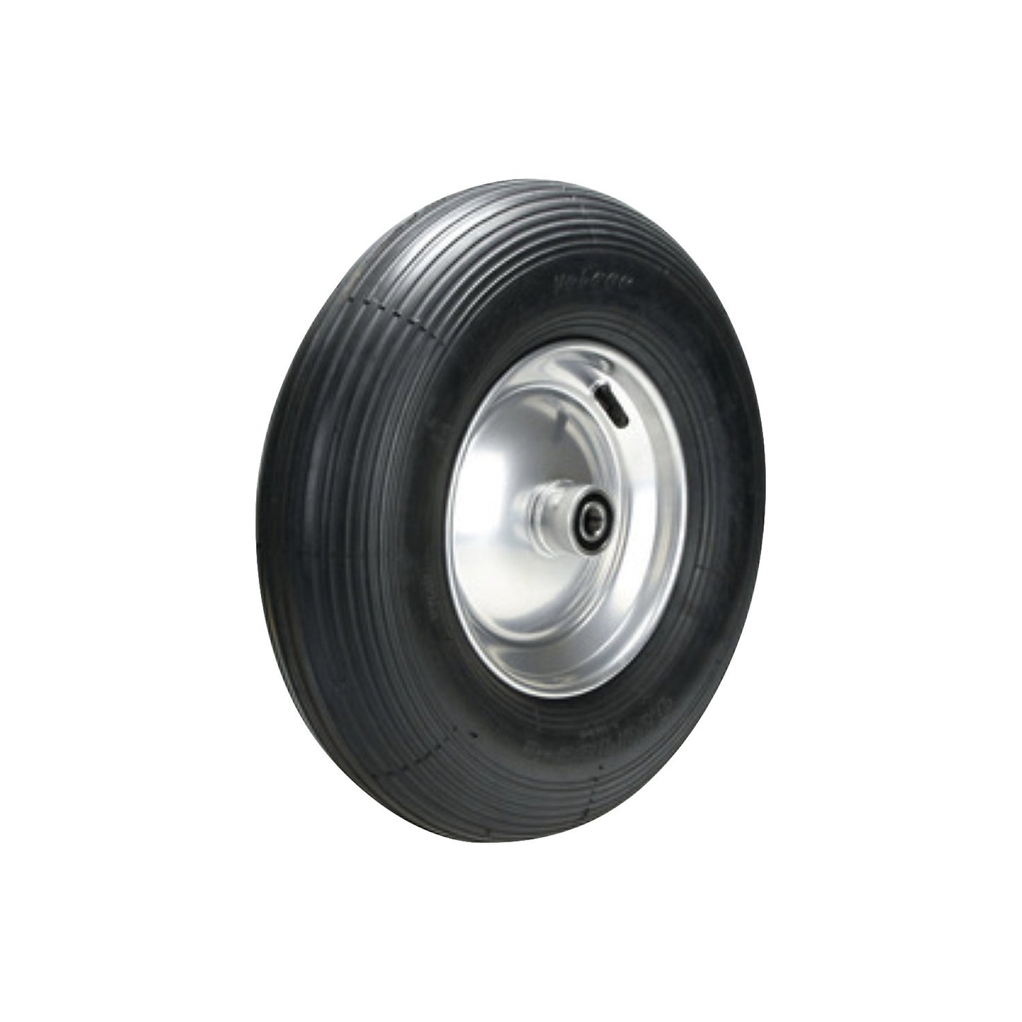 Pneumatic tyre, sheet steel rim, grooved profile, wheel Ø x width 400 x 100 mm, ball bearing.