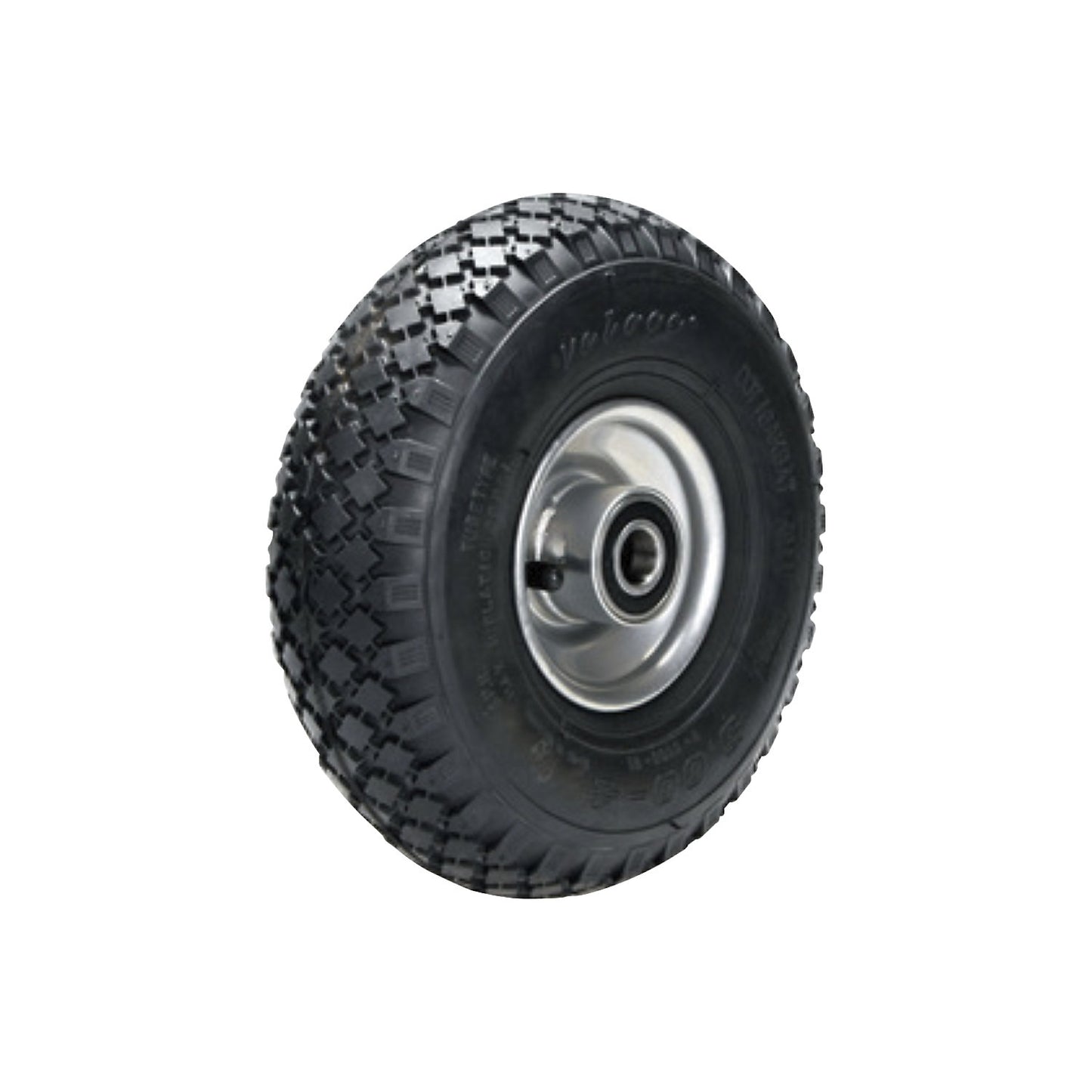 Pneumatic tyre, sheet steel rim, block profile, wheel Ø x width 260 x 85 mm, ball bearing.