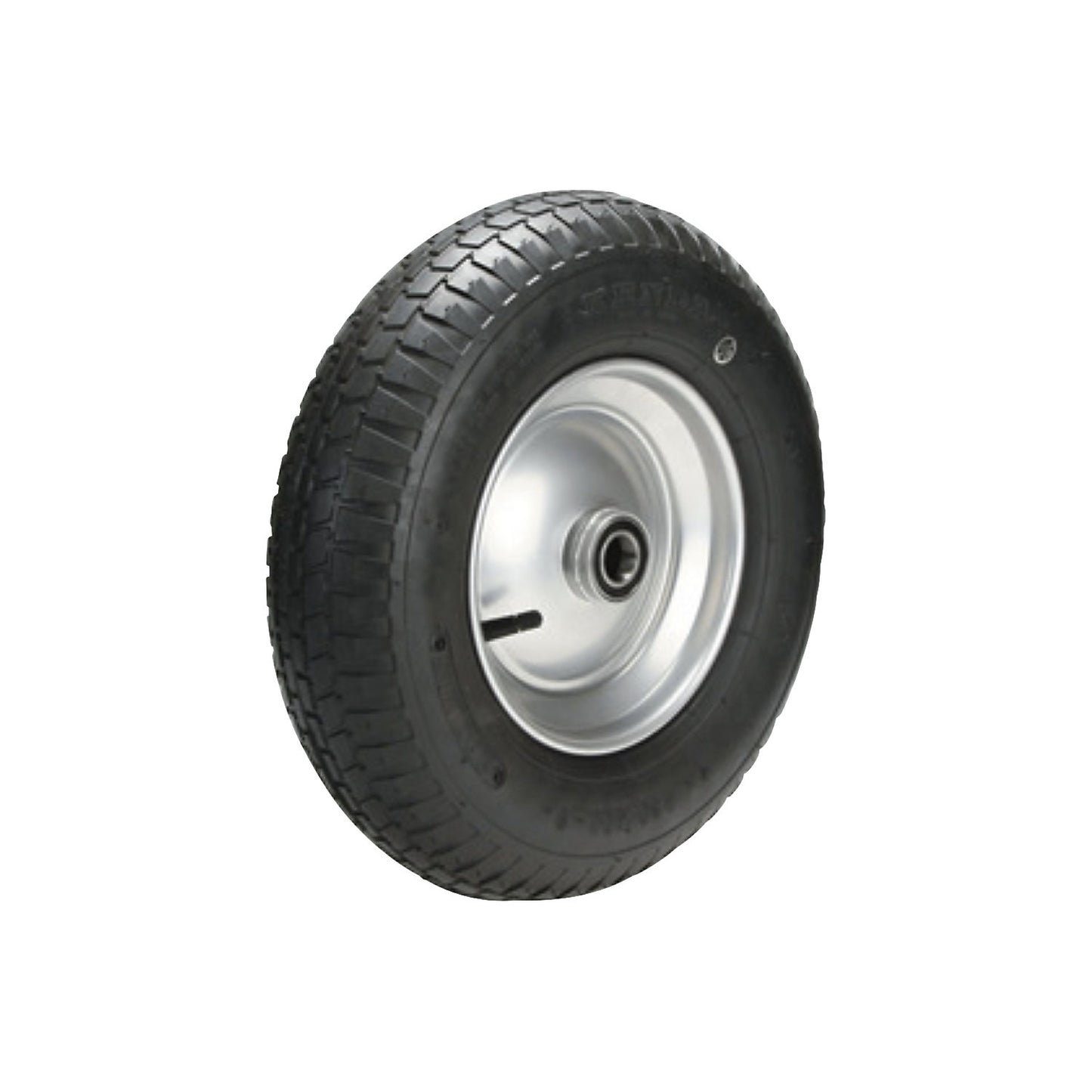 Pneumatic tyre, sheet steel rim, block profile, wheel Ø x width 400 x 100 mm, ball bearing.