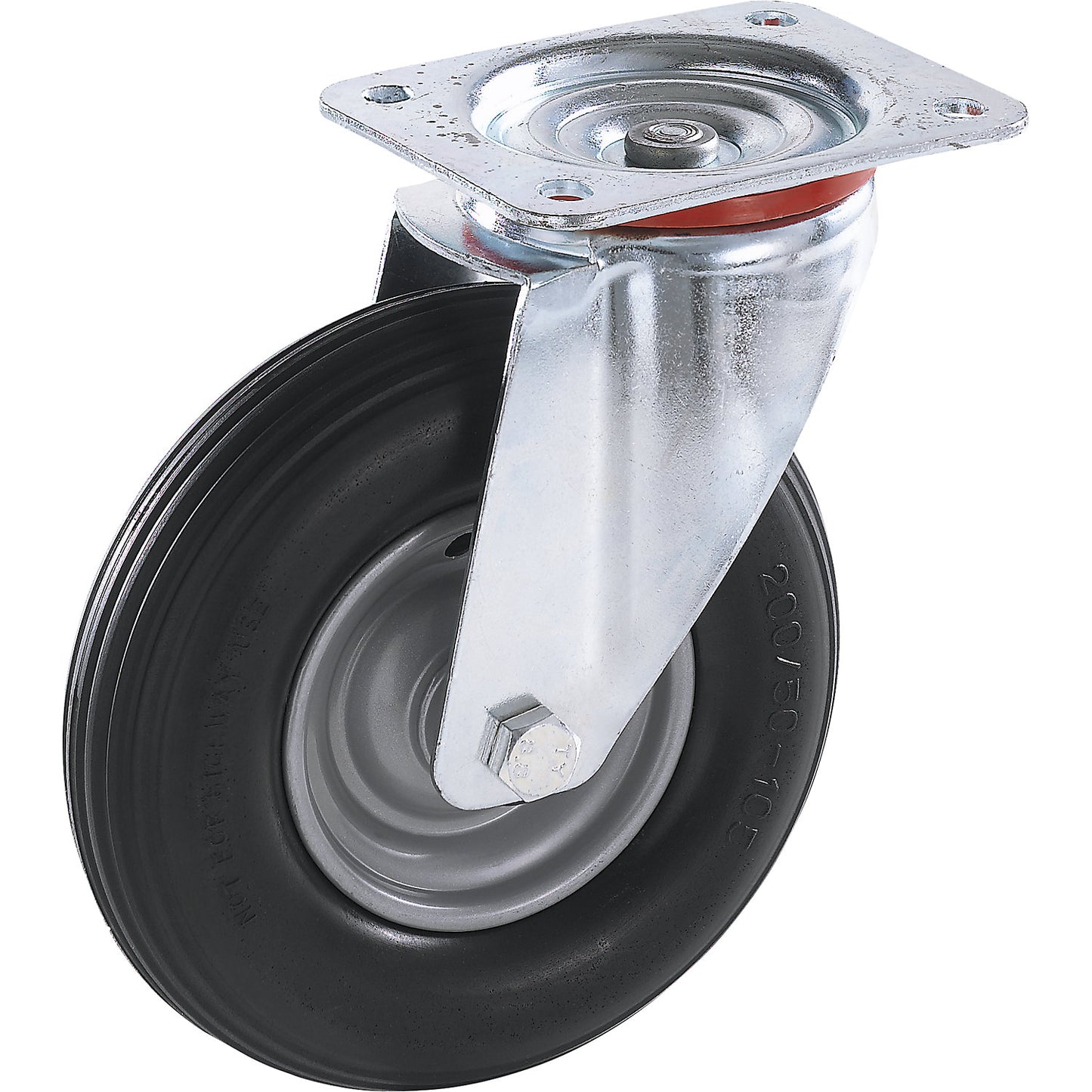 PU tyre, puncture proof, swivel castor, wheel-ØxW 200 x 50 mm, ball bearing.