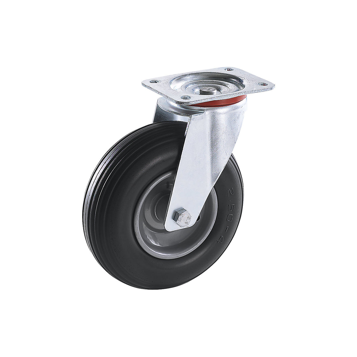 PU tyre, puncture proof, swivel castor, wheel ØxW 260 x 85 mm, roller bearings.