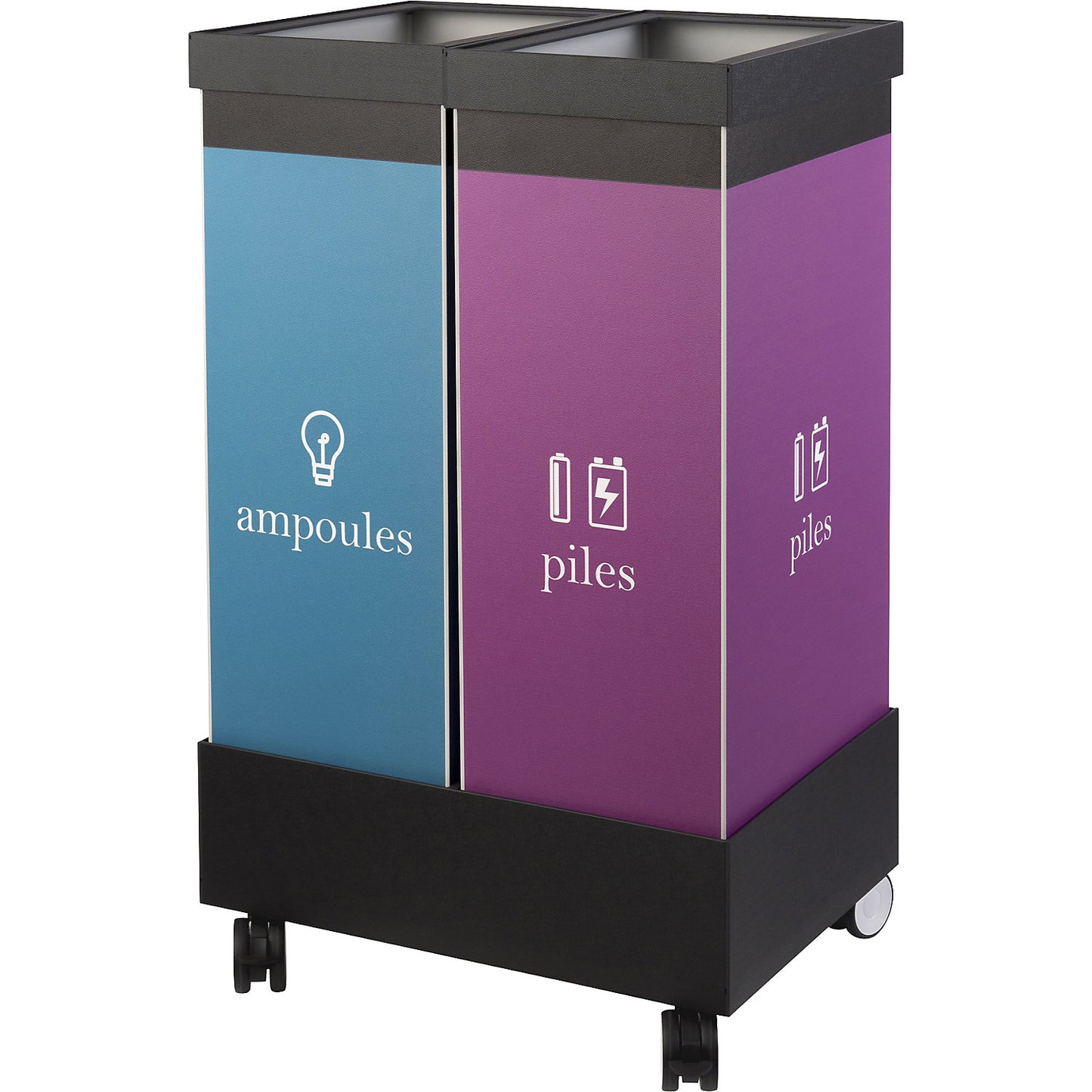 Trolley for recycling bins, for 2 containers, black.