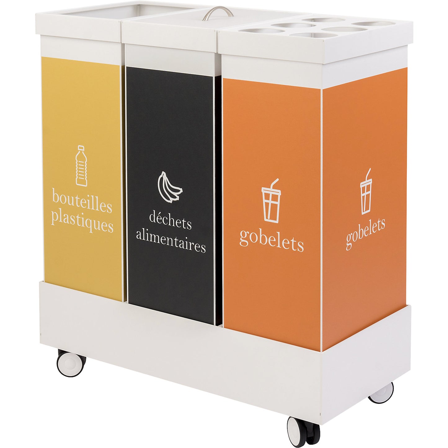 Trolley for recycling bins, for 3 containers, white.