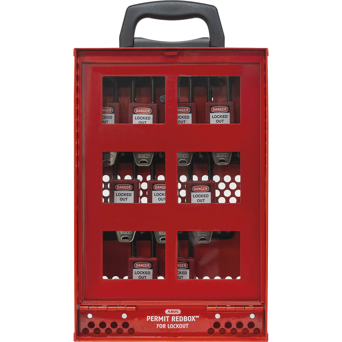 Lockout Tagout Station Permit Redbox™ B810, with wall bracket, red.