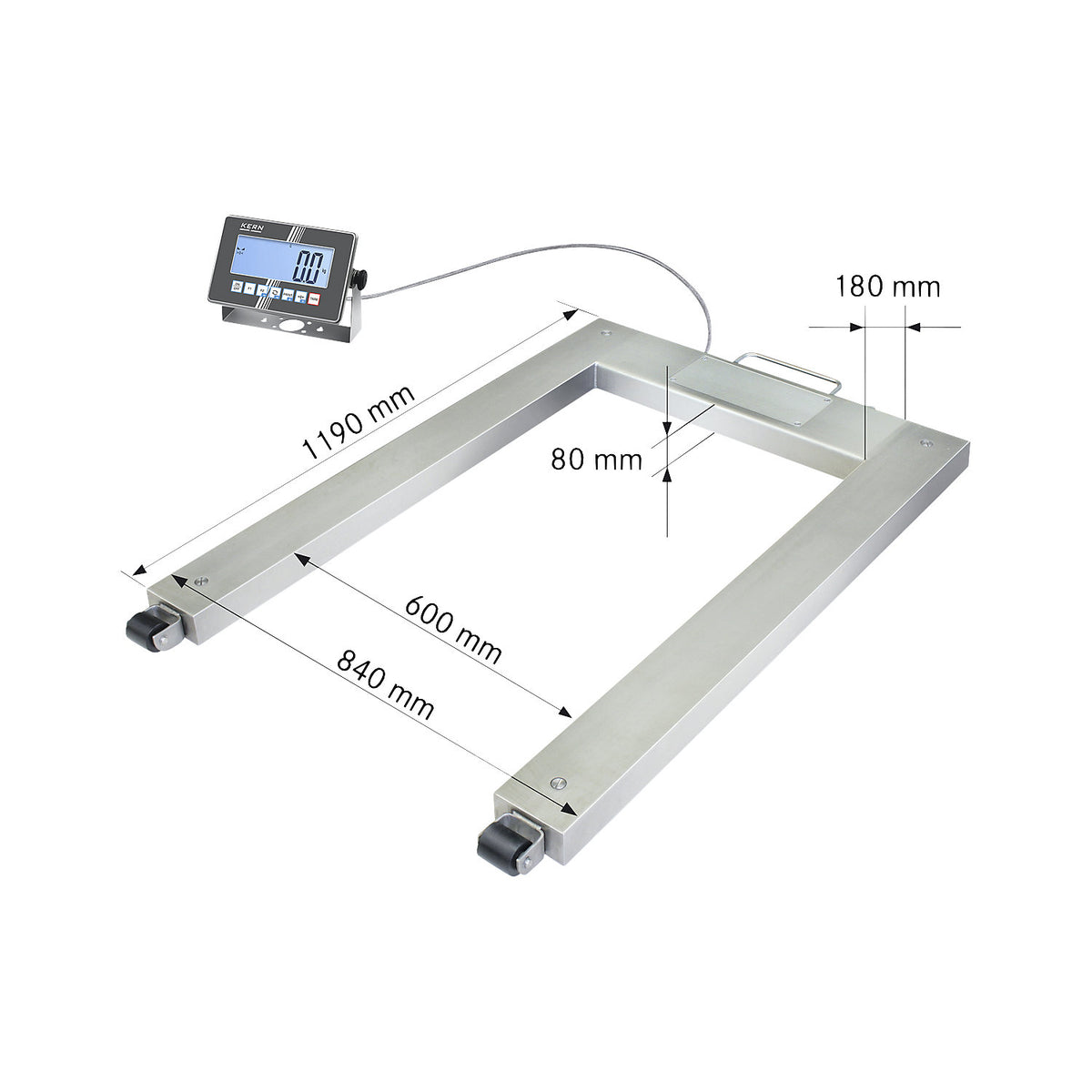 IoT-Line UXC pallet scale, max. weighing range 1500 kg, scale division 500 g.