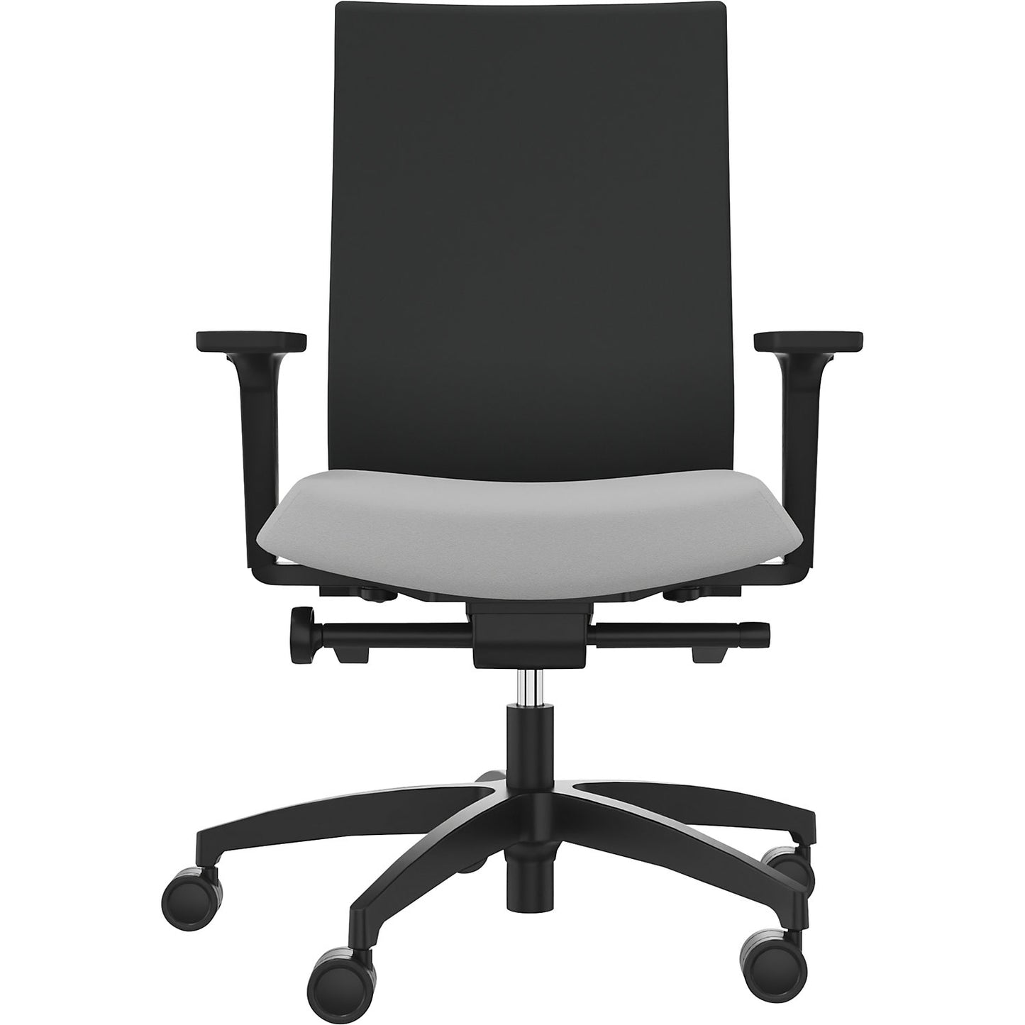 JUST EVO OPERATOR office chair, with upholstered back rest, platinum grey.