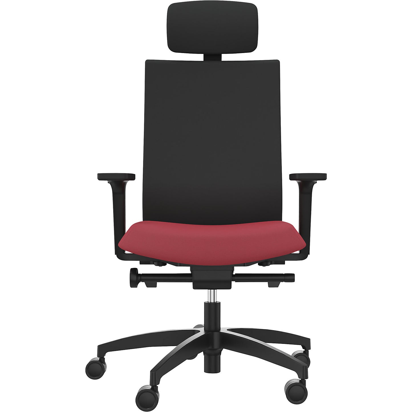 JUST EVO OPERATOR office chair, with upholstered back rest, chili red, with headrest.