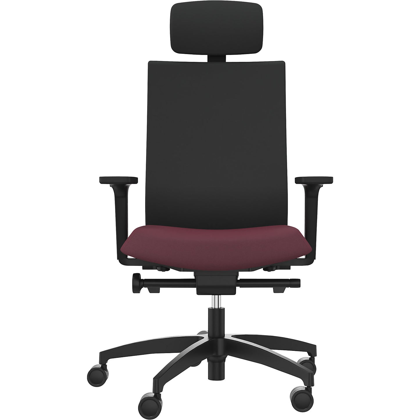 JUST EVO OPERATOR office chair, with upholstered back rest, shiraz red, with headrest.