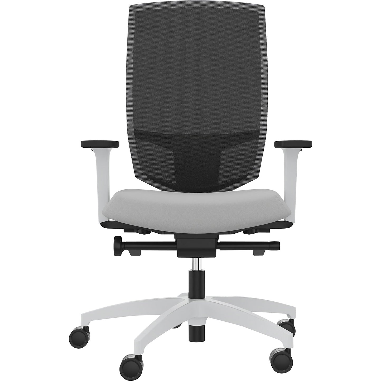 JUST EVO MESH office swivel chair, with mesh back rest, white, platinum grey.