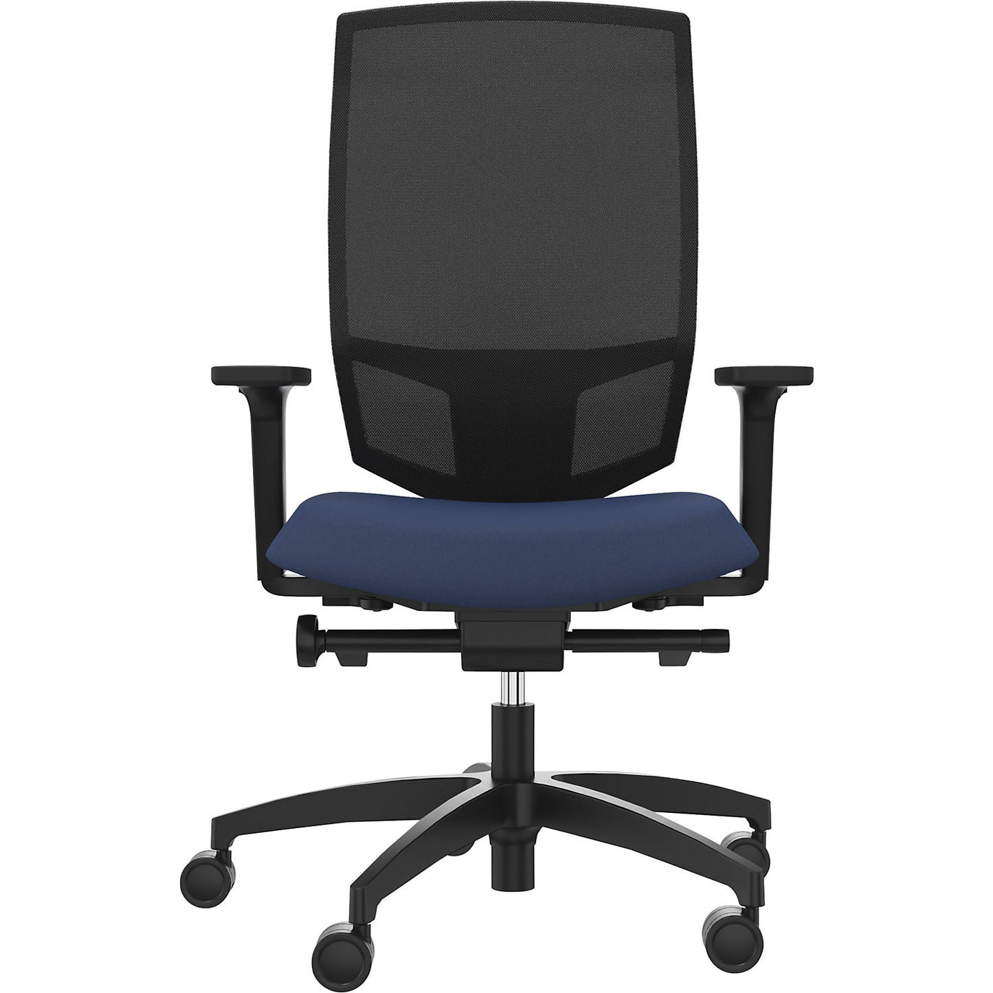 JUST EVO MESH office swivel chair, with mesh back rest, black, night blue.