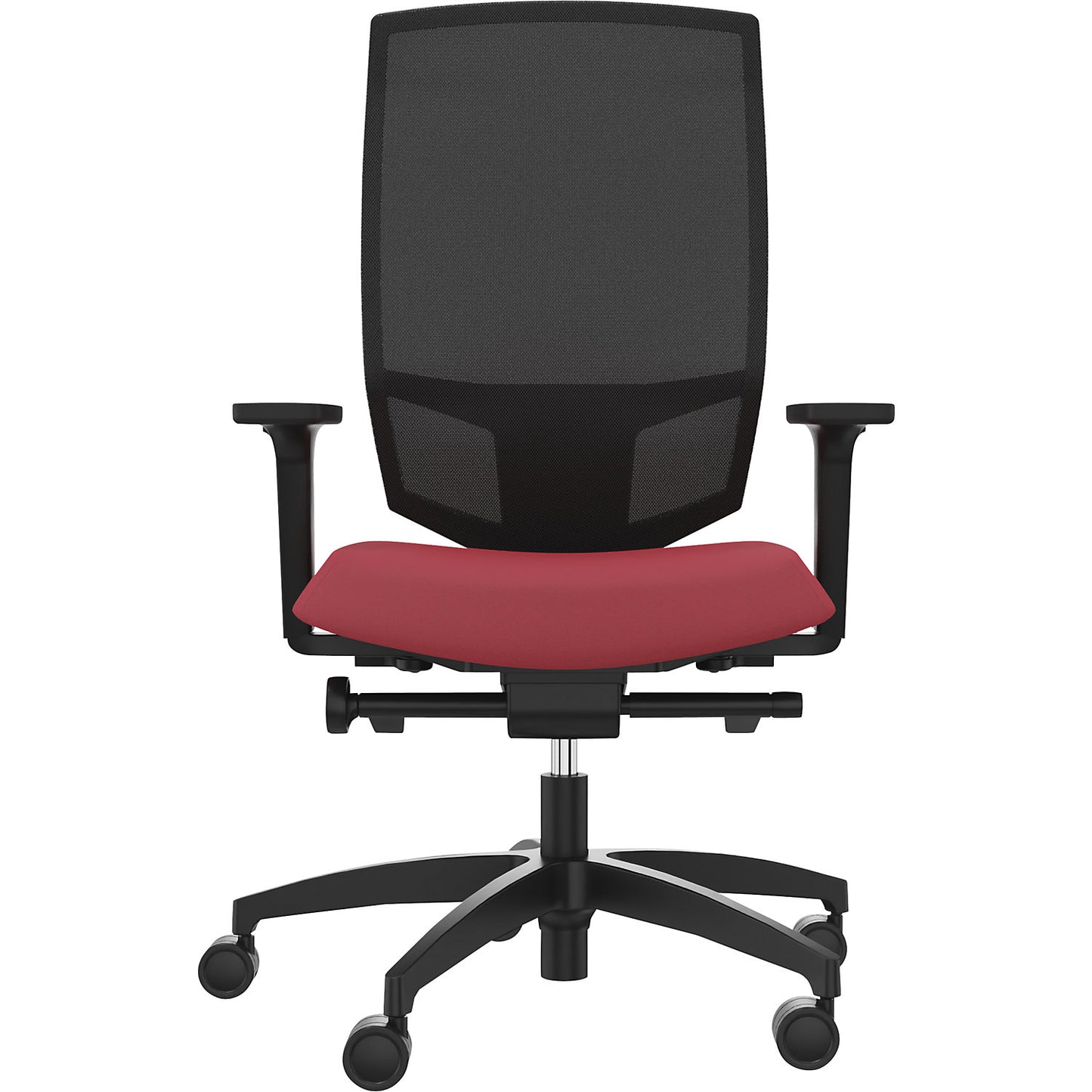 JUST EVO MESH office swivel chair, with mesh back rest, black, chili red.