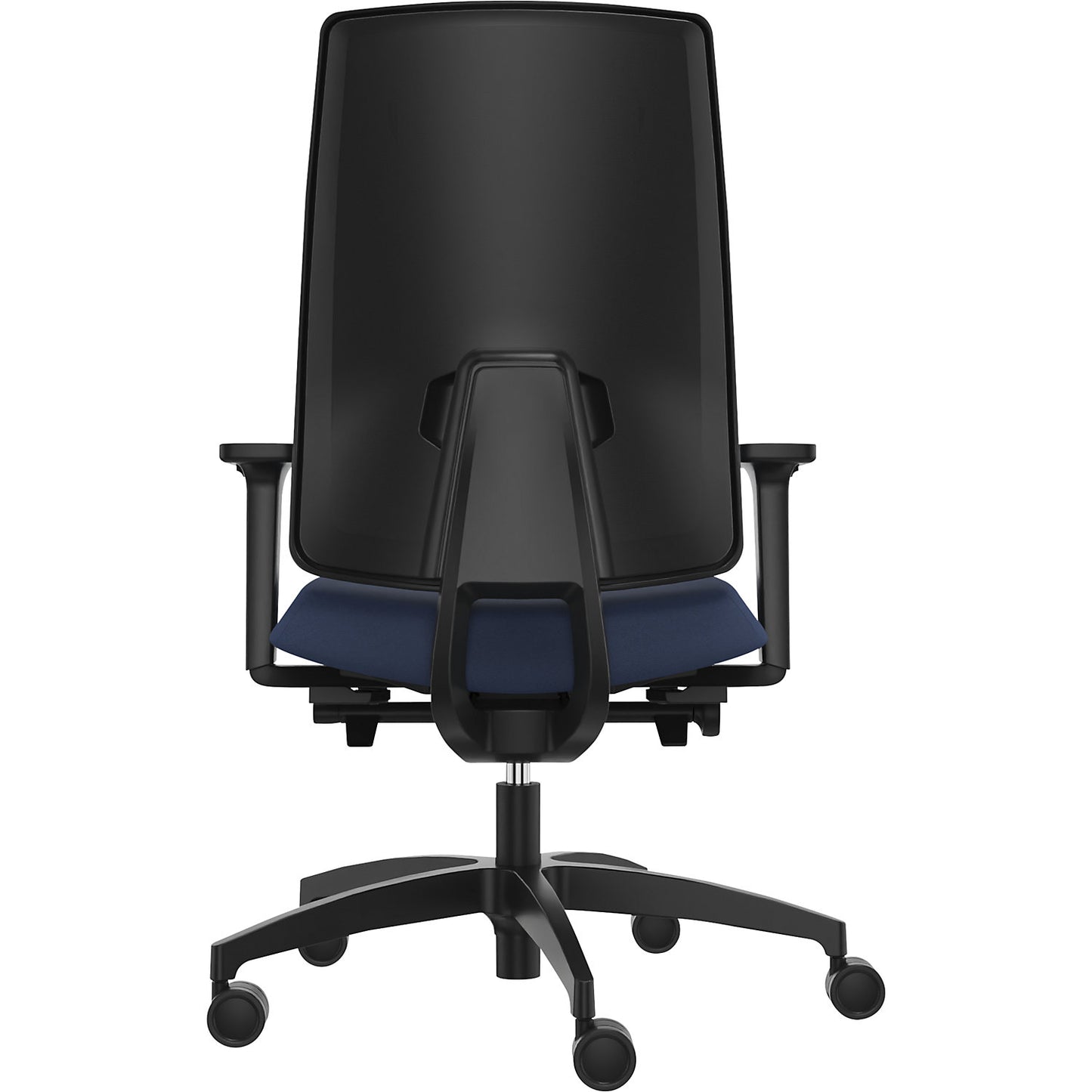 INDEED office swivel chair, with counterpressure adjustment, upholstered backrest in night blue.