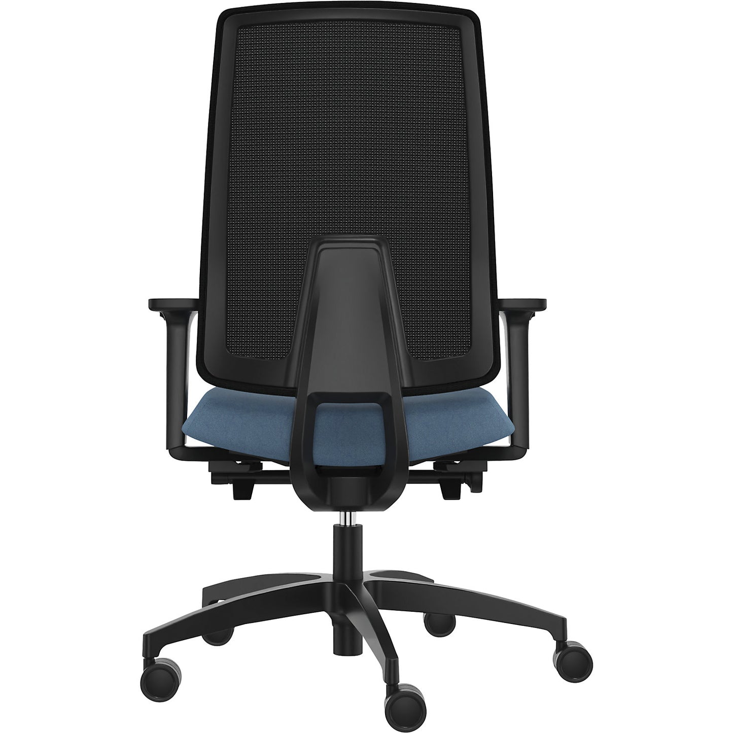 INDEED office swivel chair, with counterpressure adjustment, mesh backrest in water blue.