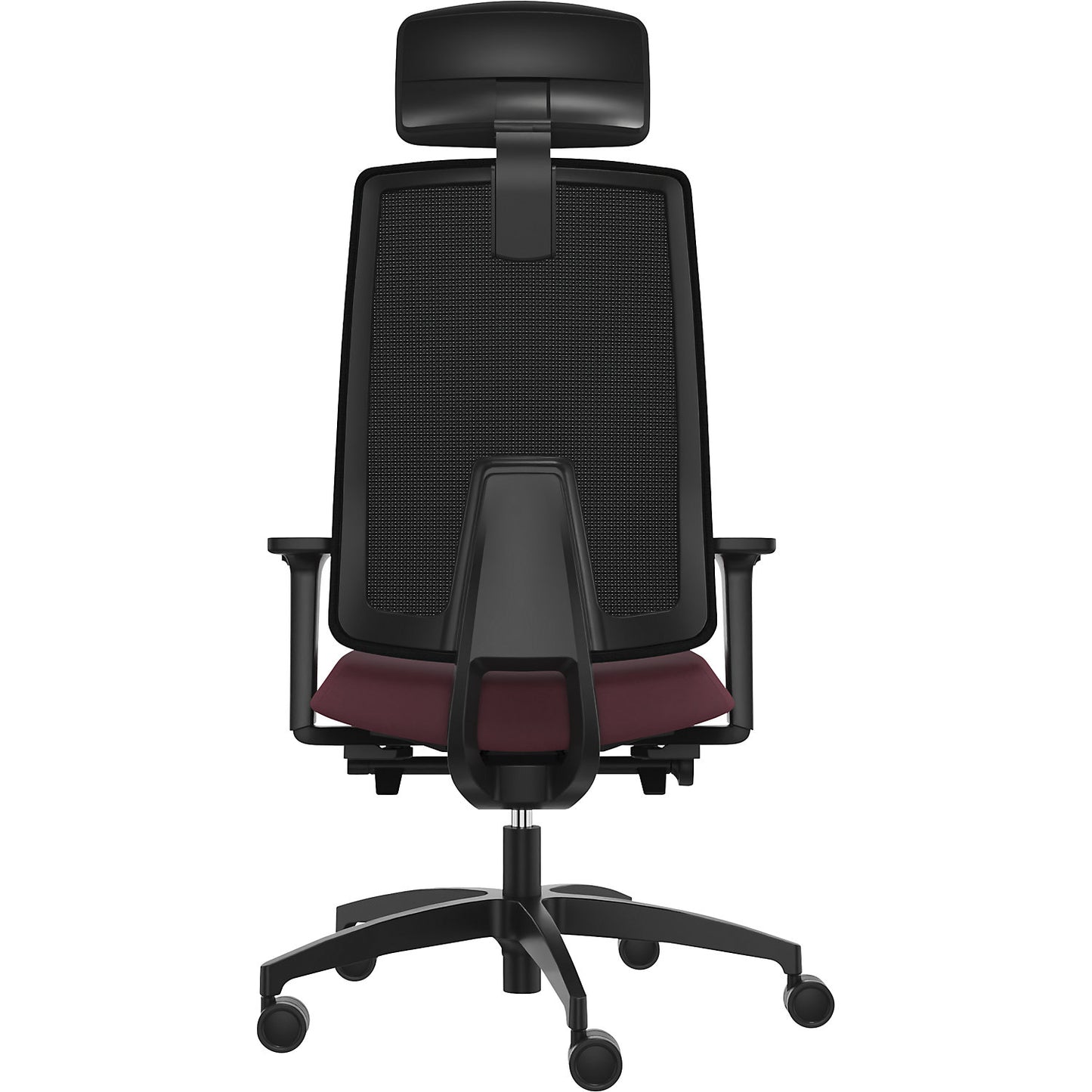 INDEED office swivel chair, with counterpressure adjustment, mesh backrest in shiraz red, headrest.