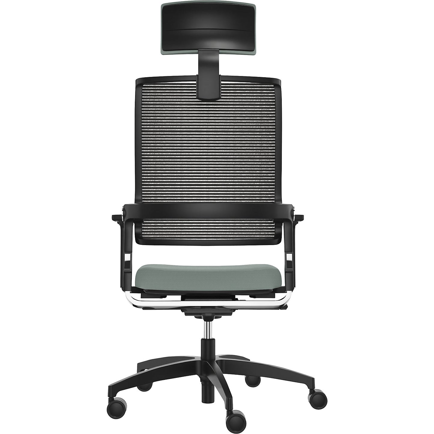 LORDO FLEX office chair, with mesh back rest, blue green, with headrest.