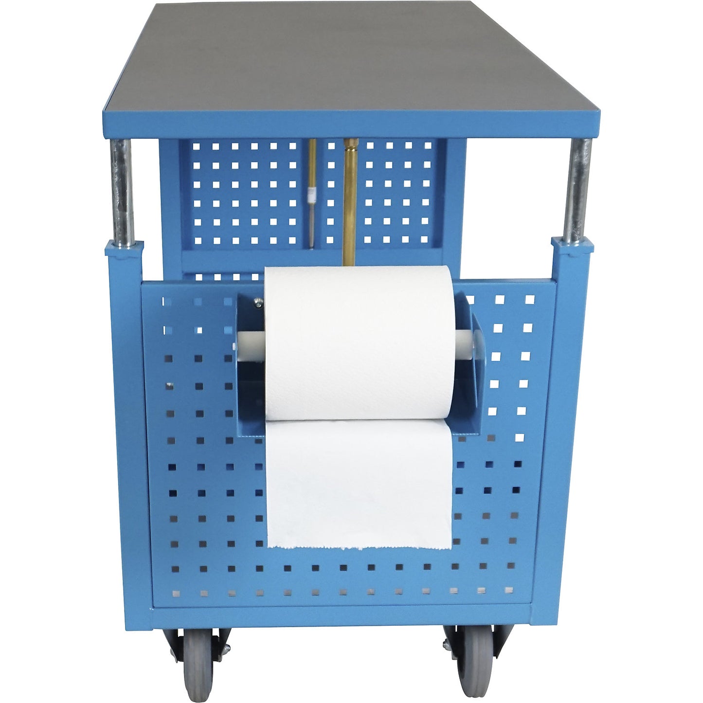 Paper roll holder, for perforated panel, paper roll width up to 270 mm, blue.