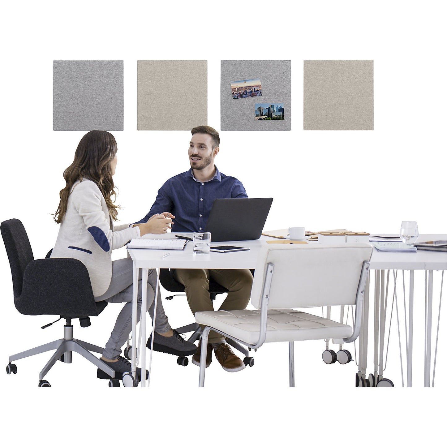 BOARD-UP acoustic pinboard, felt, WxH 750 x 750 mm, grey.