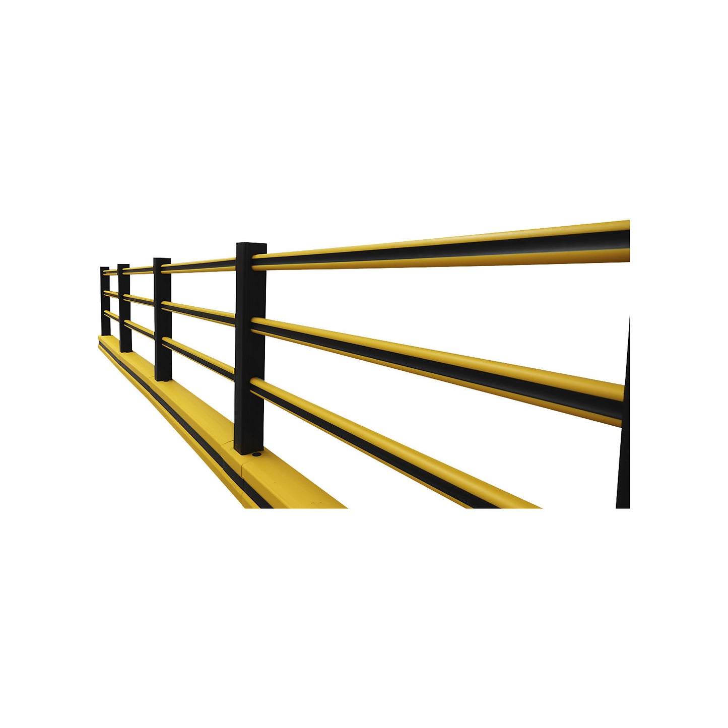 Floor barrier with railing, yellow / black, HxWxL 1150 x 174 x 2250 mm.
