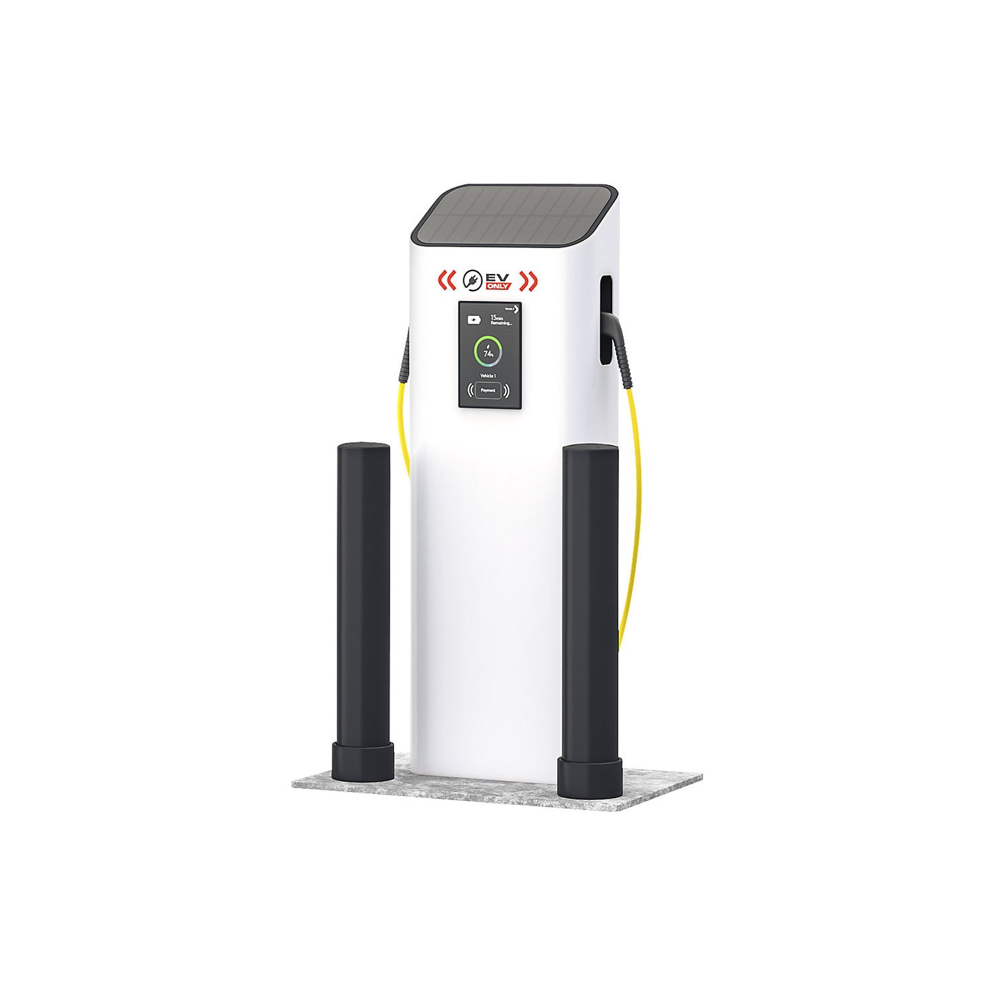 Crash protection bollard 125L, for charging stations, height 750 mm, yellow.