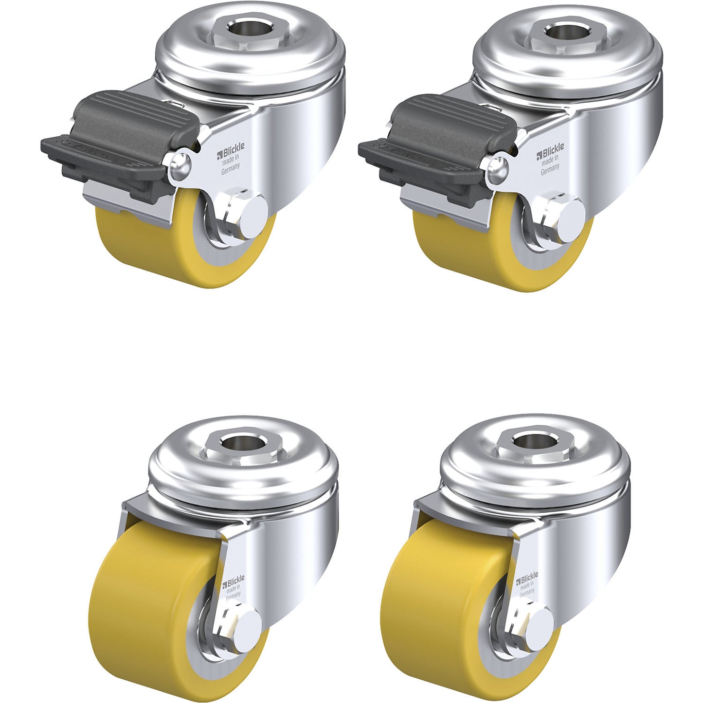 LKRA-VSTH 50K castor set, max. load 150 kg, wheel Ø 50 mm.