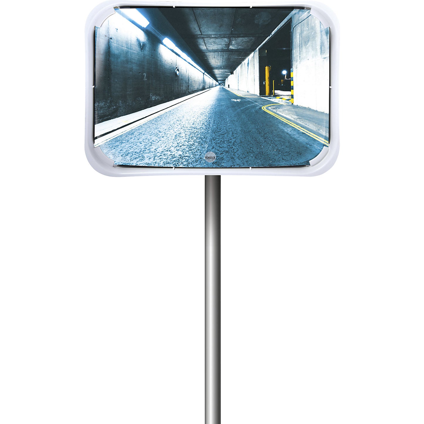 Multi-purpose mirror, 2 directions, rectangular, HxW 800 x 1000 mm, white frame, Polymir®.