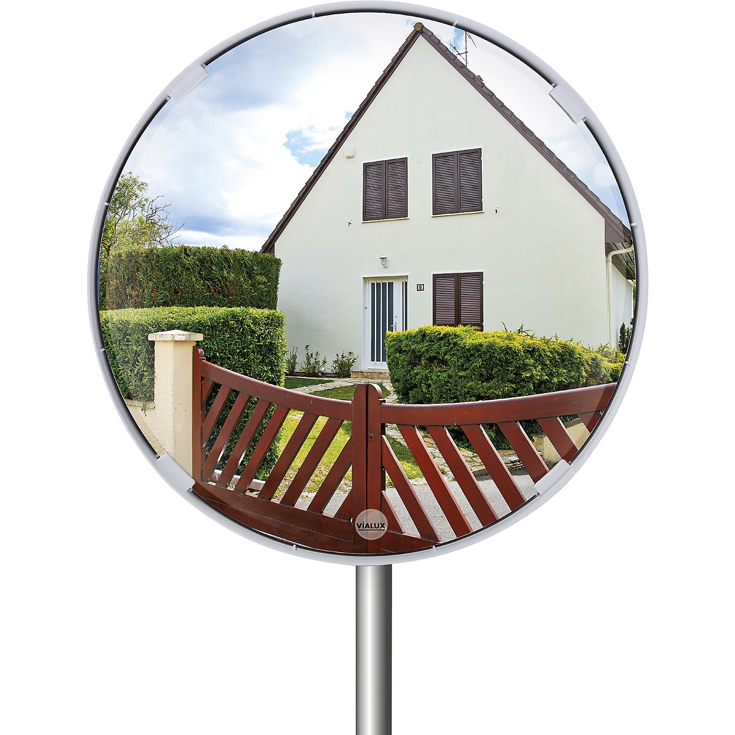 Multi-purpose mirror, 2 directions, round, Ø 700 mm, white frame, P.A.S.®.
