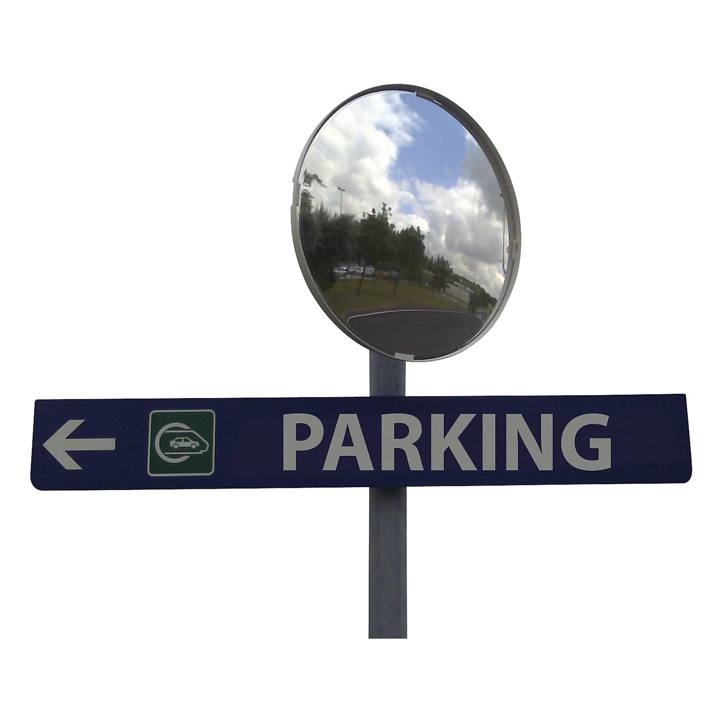 Multi-purpose mirror, 2 directions, round, Ø 500 mm, green frame, P.A.S.®.