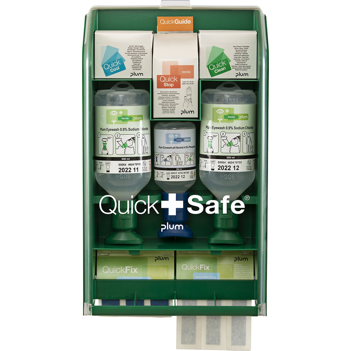 QuickSafe first aid station, food industry, HxW 430 x 253 mm, green/transparent.