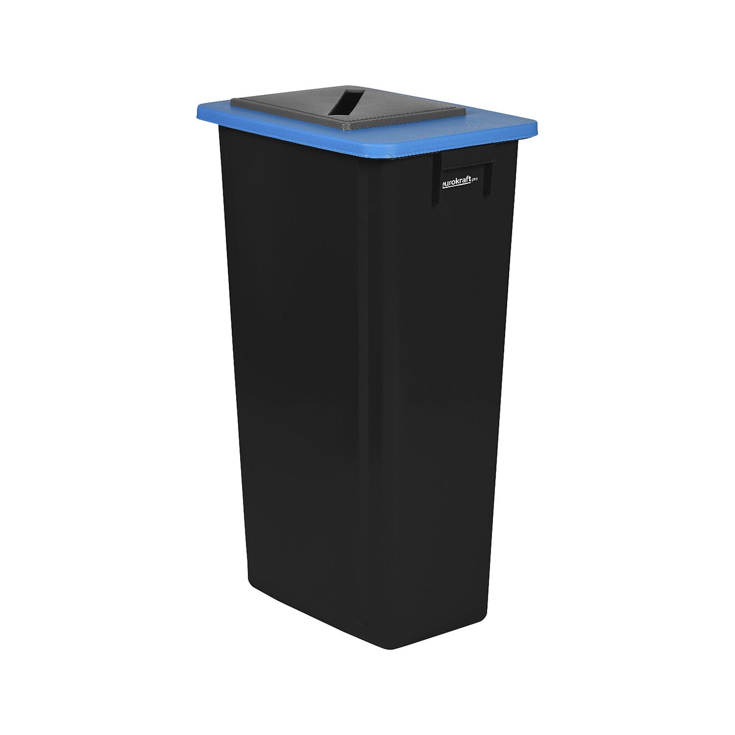 Recyclable waste collector, single collector, 80 l, blue frame, lid with slot.