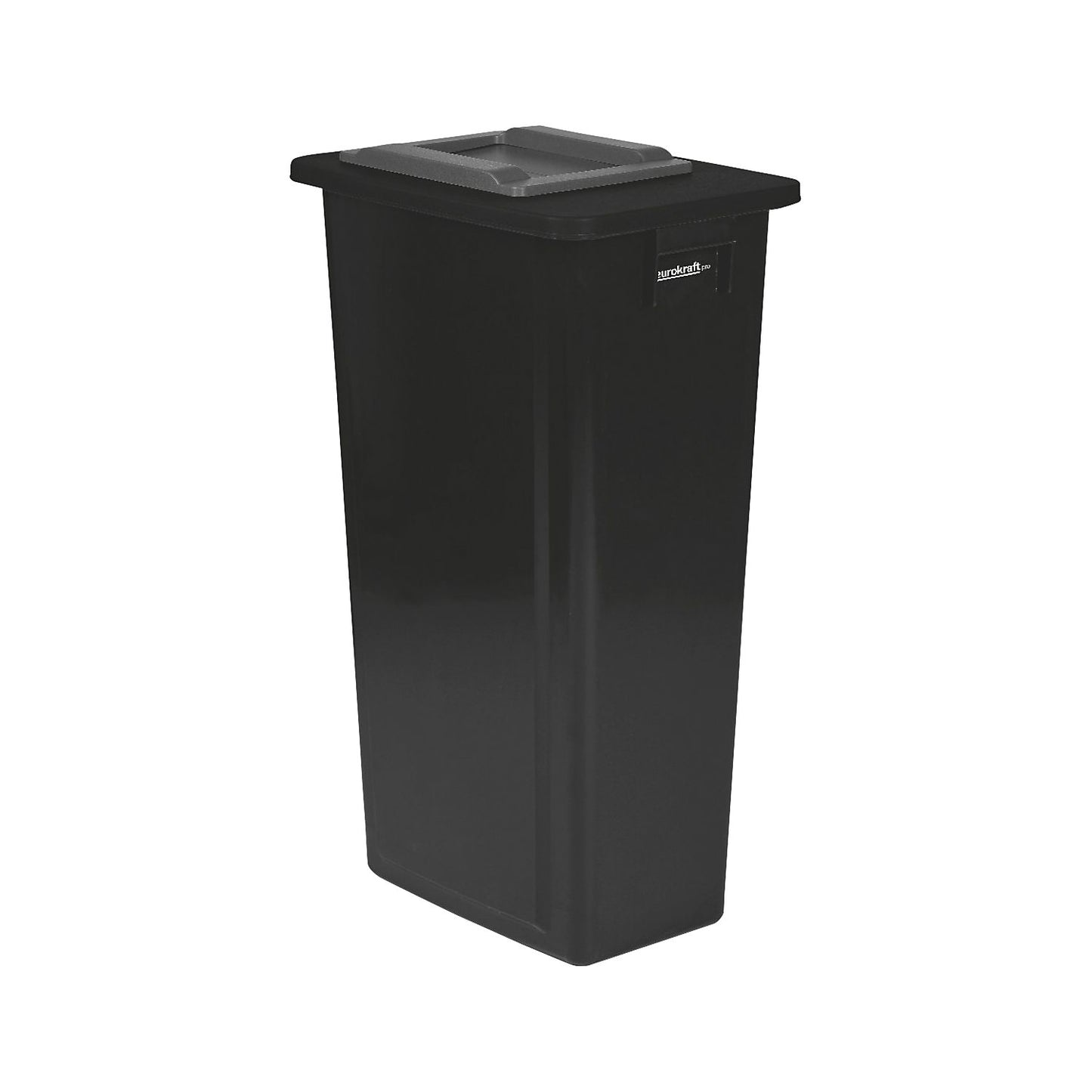 Recyclable waste collector, single collector, 80 l, black frame, lid with swing opening.