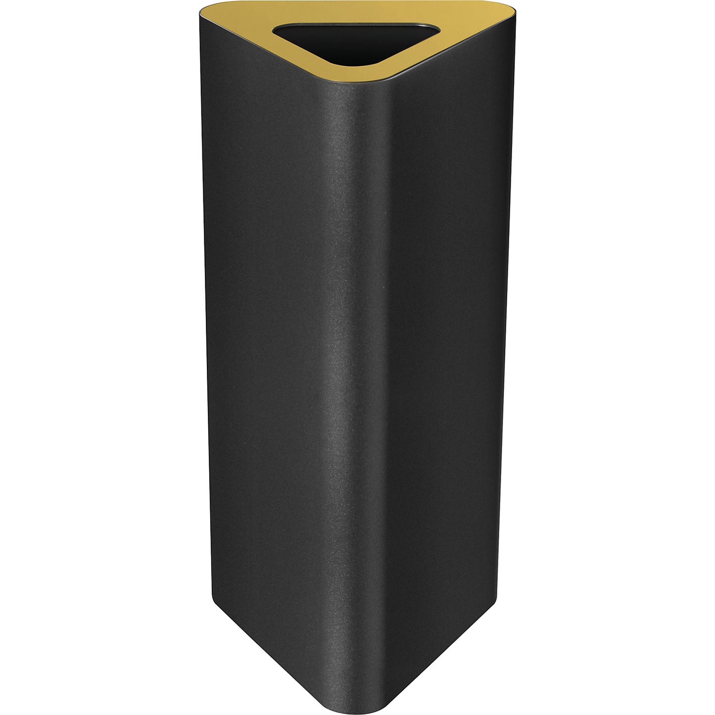 Pure recyclable waste collector, triangular, capacity 60 l, black / yellow.