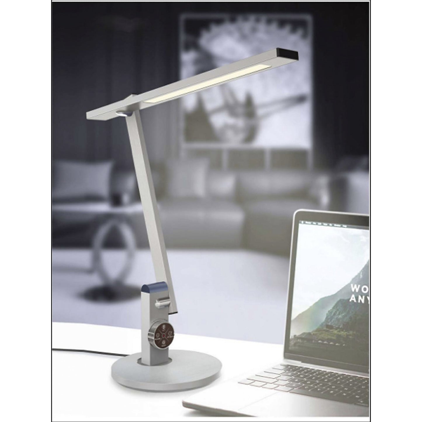 BENTO LED table lamp, 1000 lm, metallic grey.
