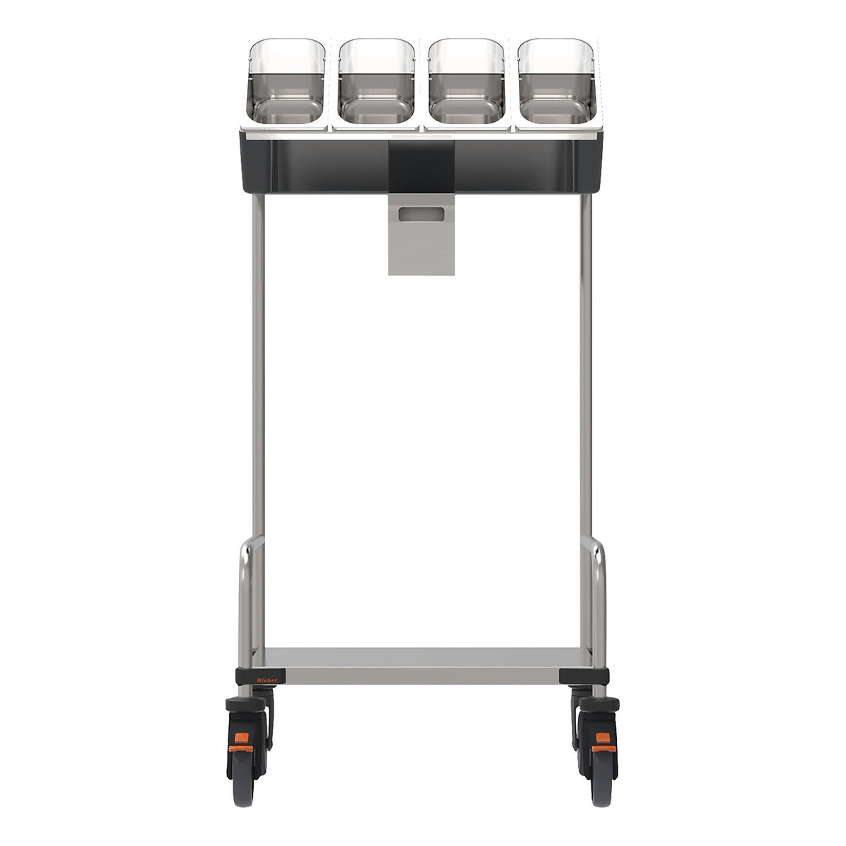 Tray and cutlery trolleys, one-piece, with serviette dispenser, LxWxH 648 x 428 x 1350 mm.