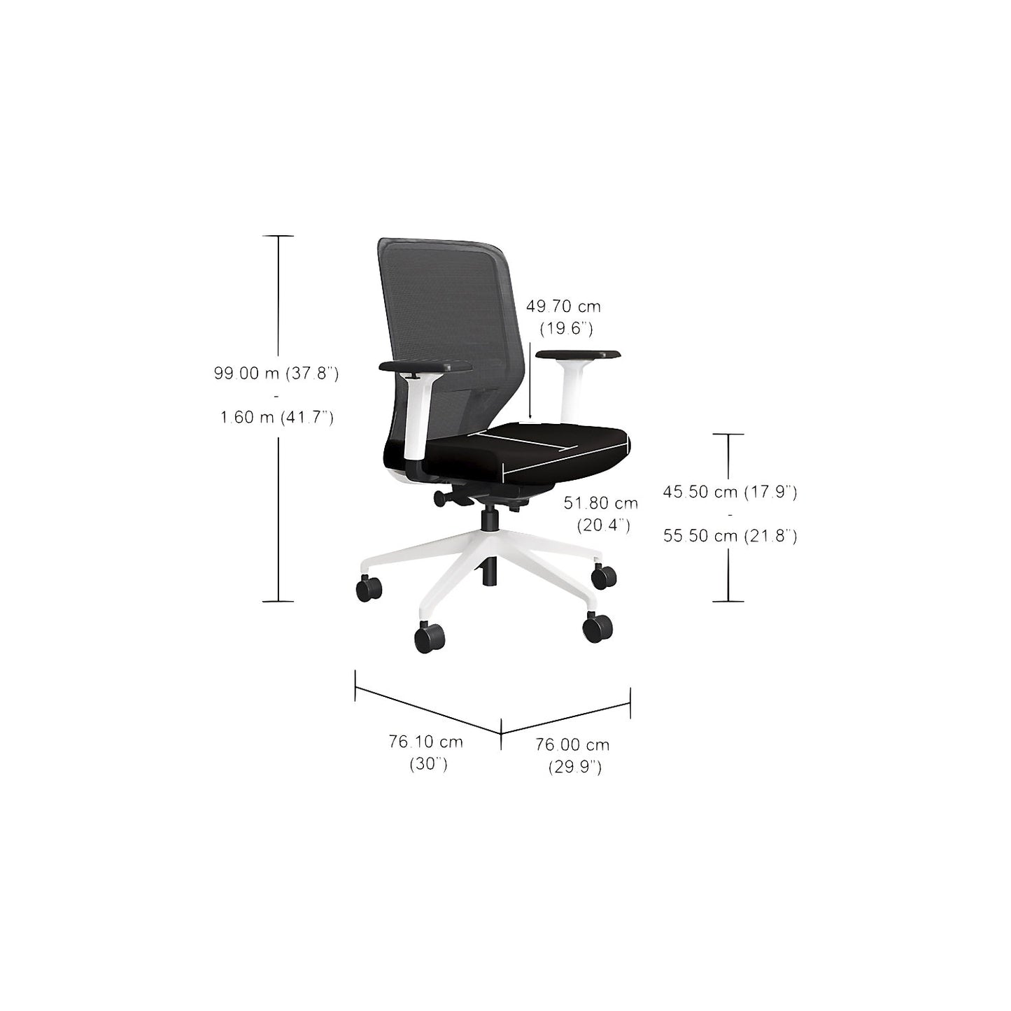 Grevia office chair, with mesh backrest, black/white.