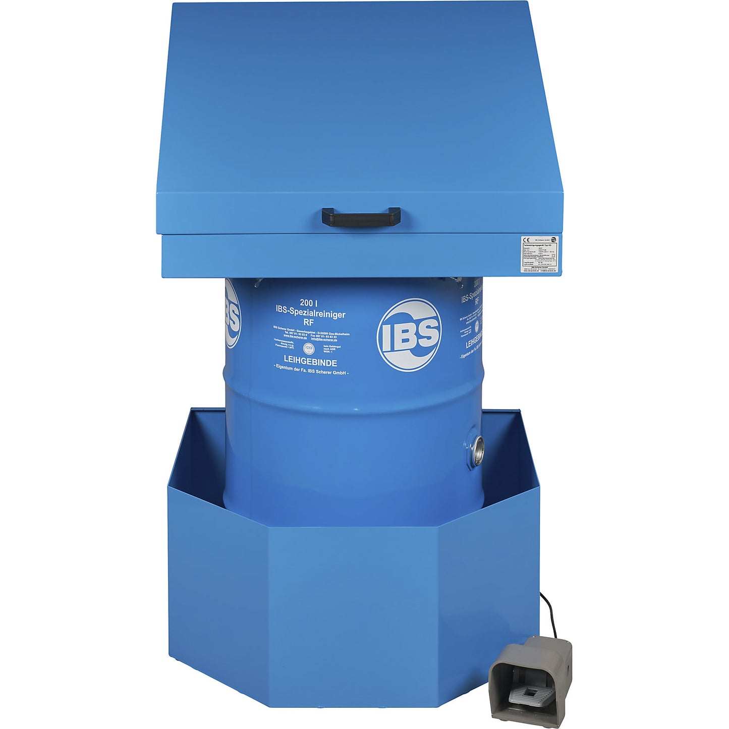 Parts cleaner, space-saving, load capacity 80 kg with lid, HxWxD 922 x 790 x 540 mm.