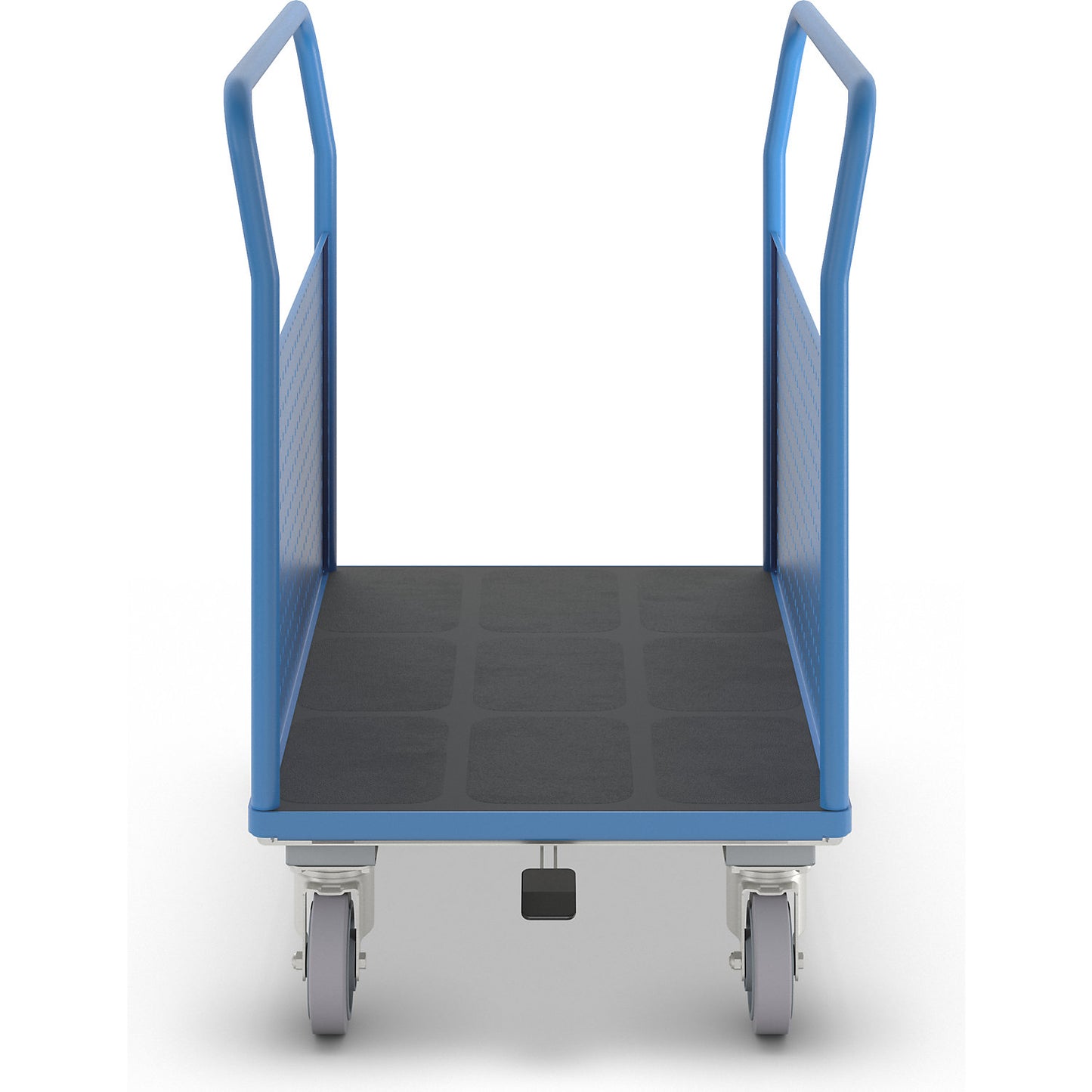Platform truck, with 2 perforated side panels, LxW 1050 x 700 mm, with centre stop, solid elastic.