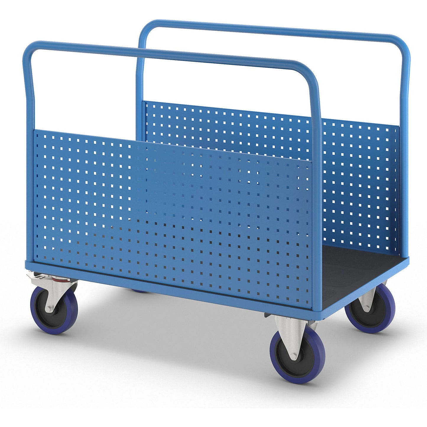 Platform truck, with 2 perforated side panels, LxW 1250 x 800 mm, solid elastic.