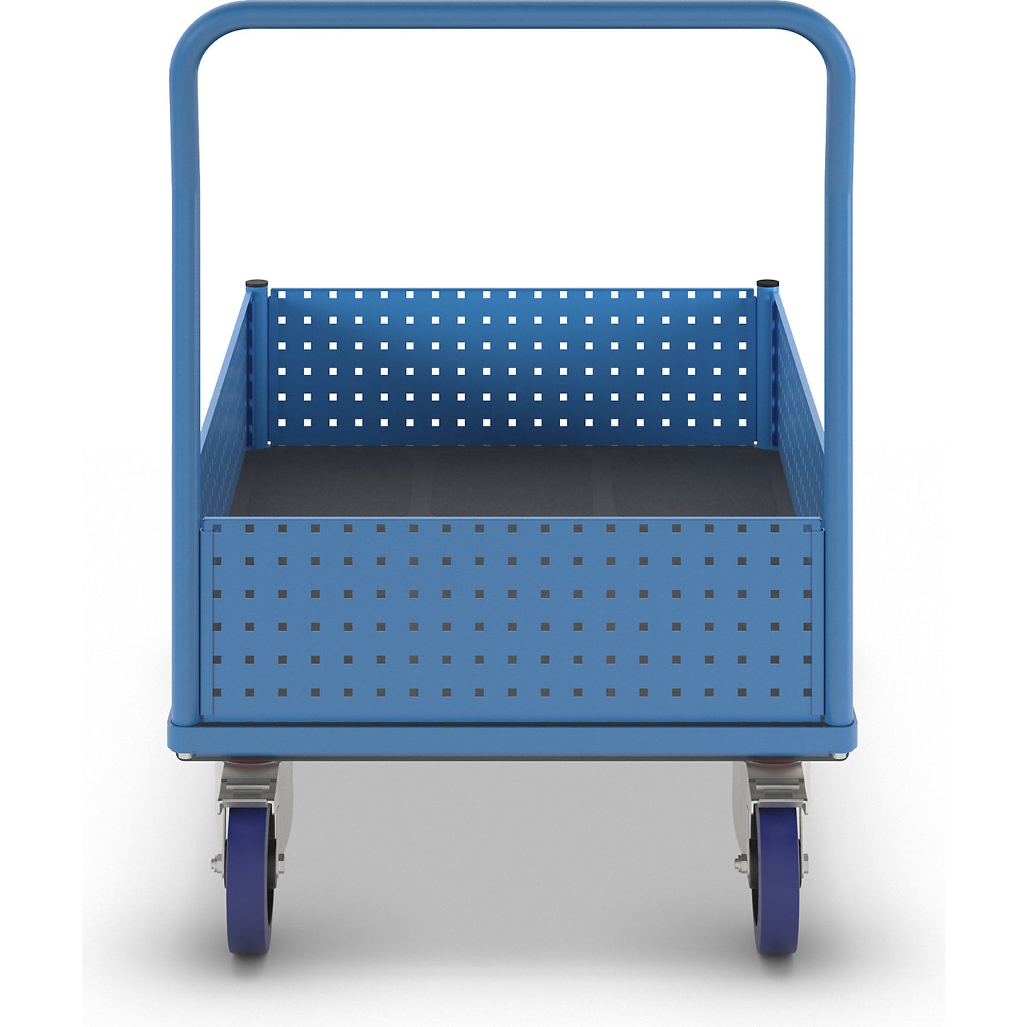 Platform truck, with 4 half-height perforated panels, LxW 1250 x 800 mm, solid elastic.