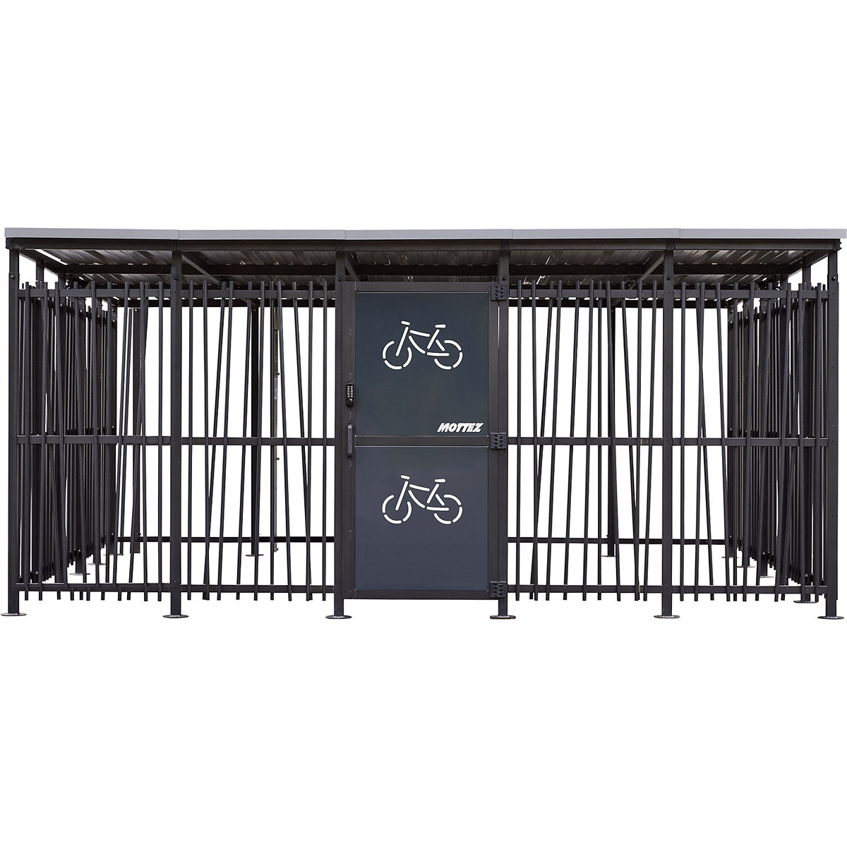 Bicycle shelter, HxW 2360 x 5600 mm, bamboo, depth 1000 mm, extension unit.