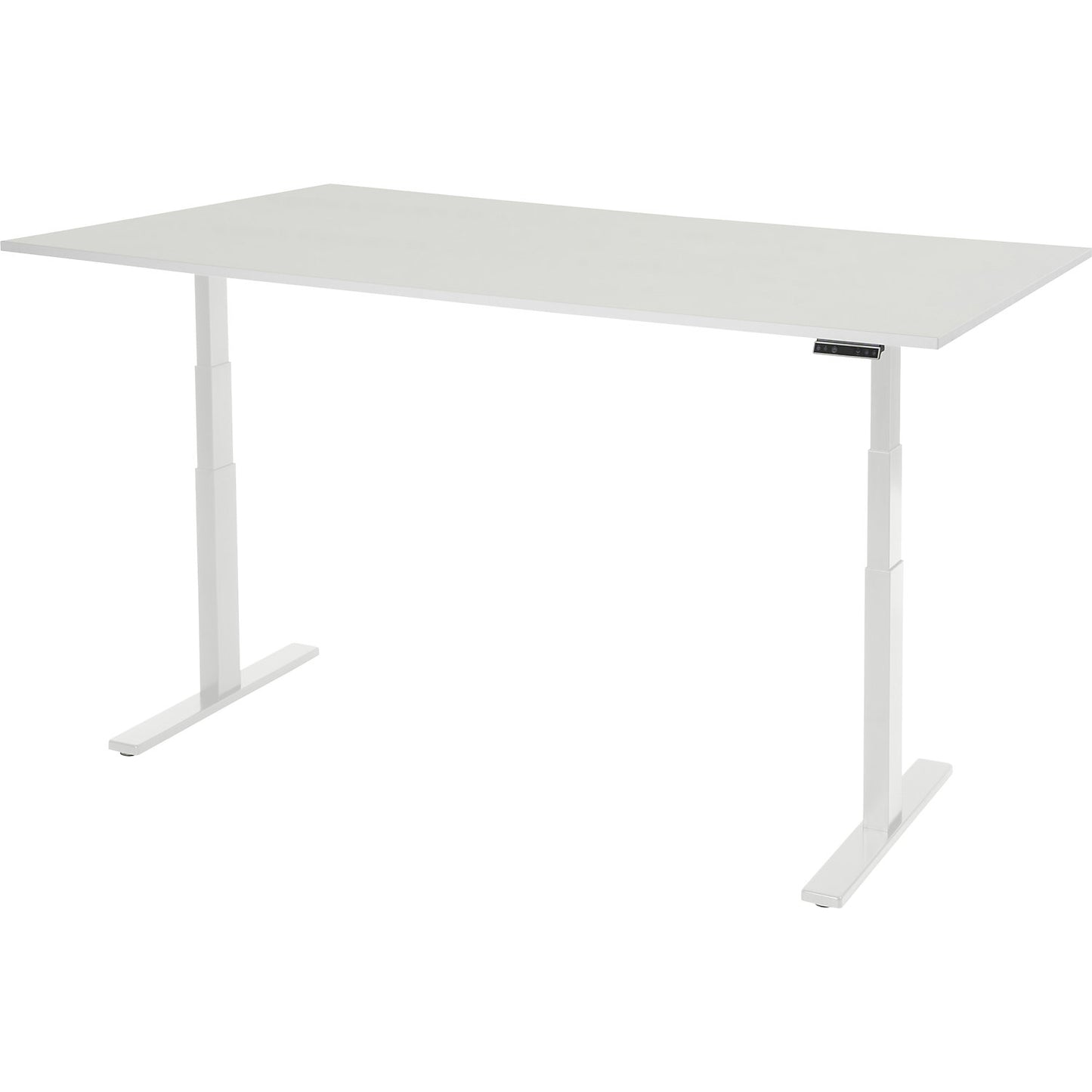 Work desk, electrically height adjustable - load capacity 100 kg, 650 - 1300 mm, WxD 2000 x 900 mm, melamine worktop.