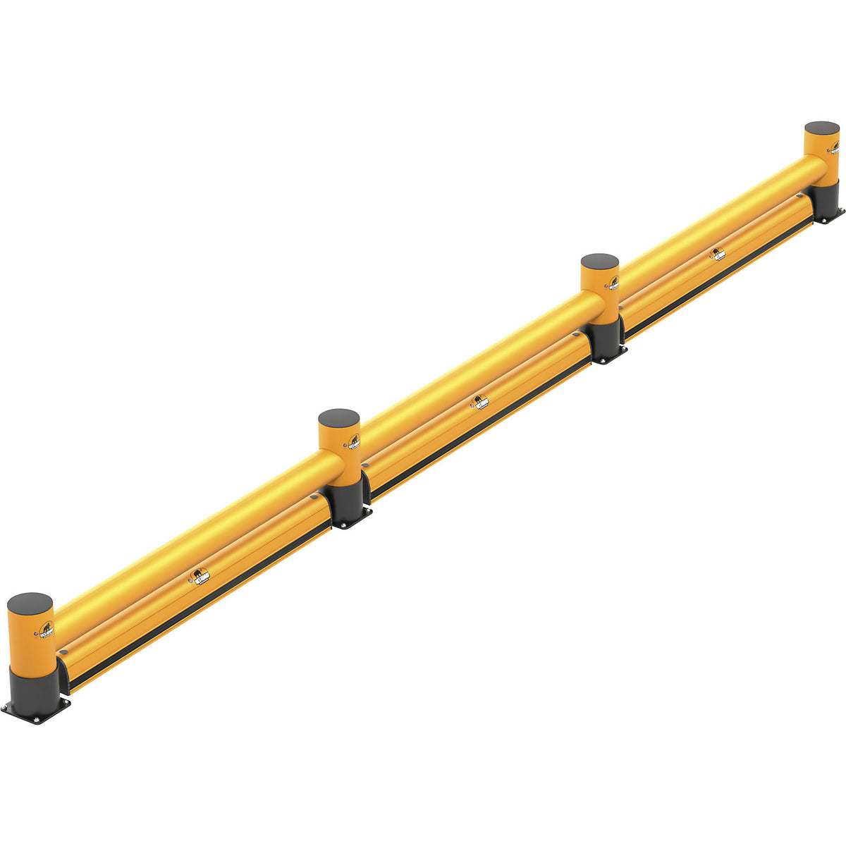 Impact protection barrier, single plank with floor barrier, length 8000 mm.