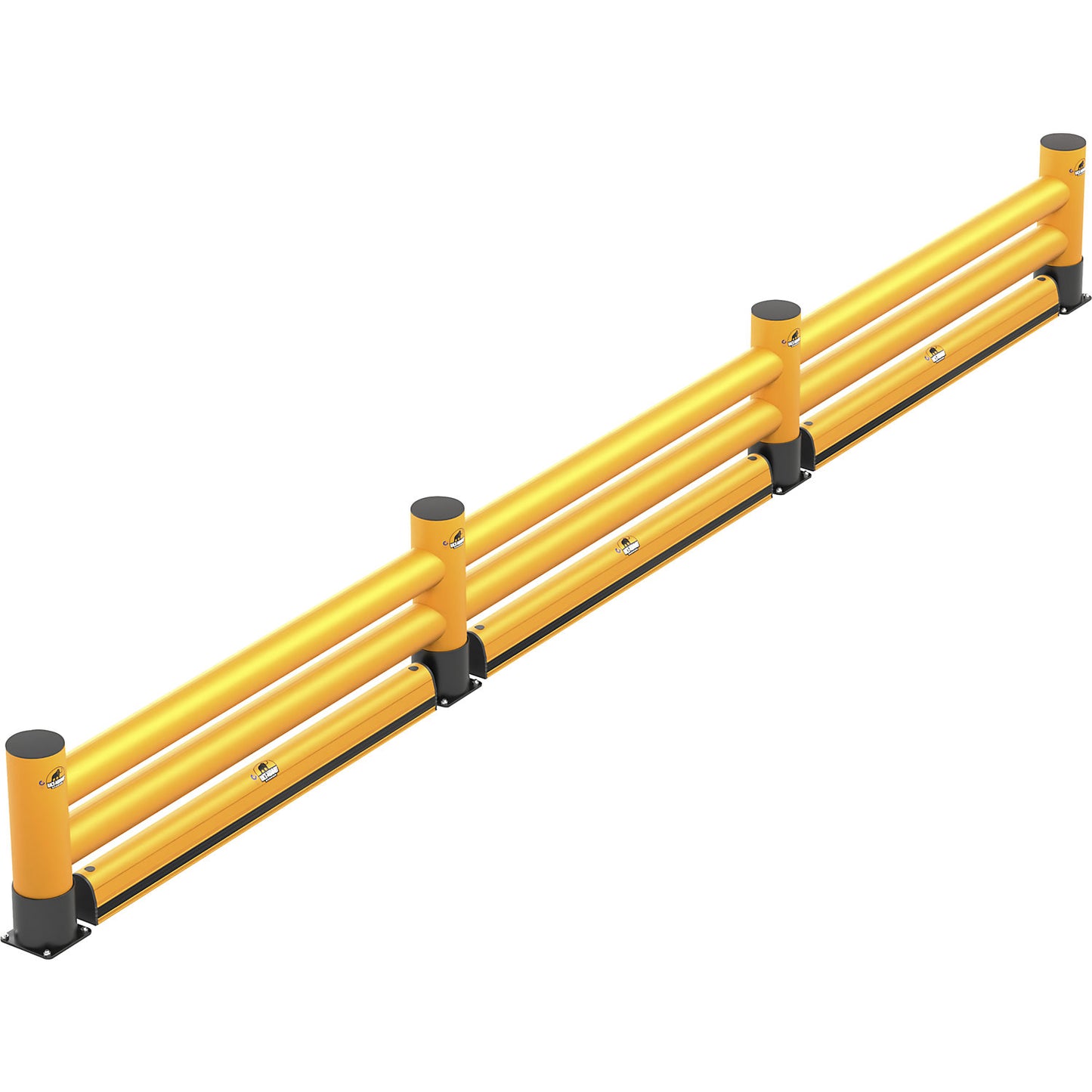 Impact protection barrier, double plank with floor barrier, length 4000 mm.