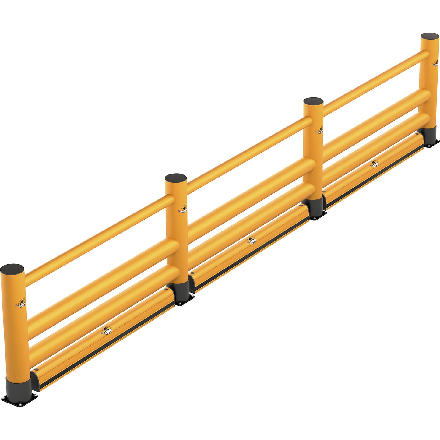Handrail, double plank, 1 crossbar, floor barrier, length 4 m.