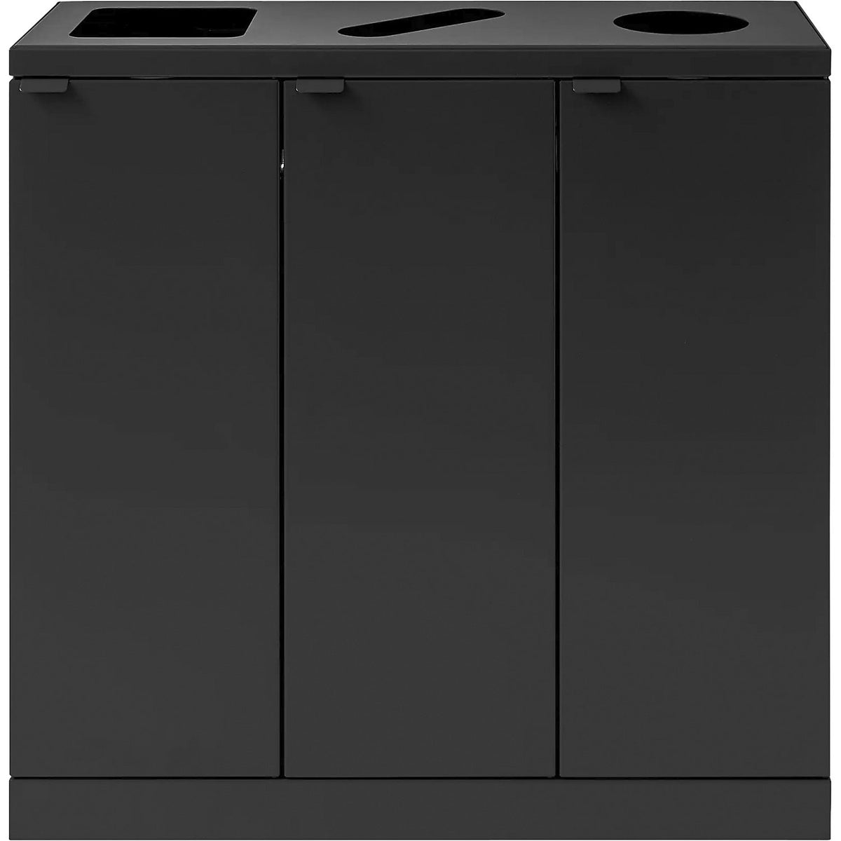 Bica Advanced recycling bin, capacity 3 x 65 l, various openings, black.