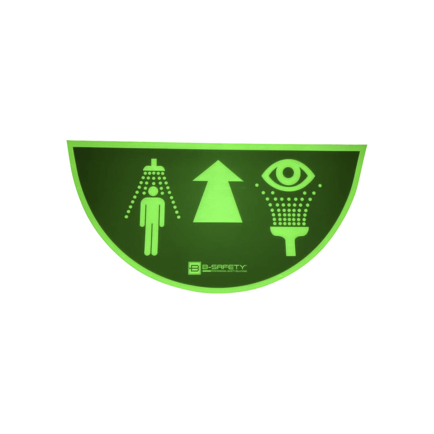 Floor sticker for eye and emergency showers, LxW 790 x 390 mm, self-adhesive, green/white.