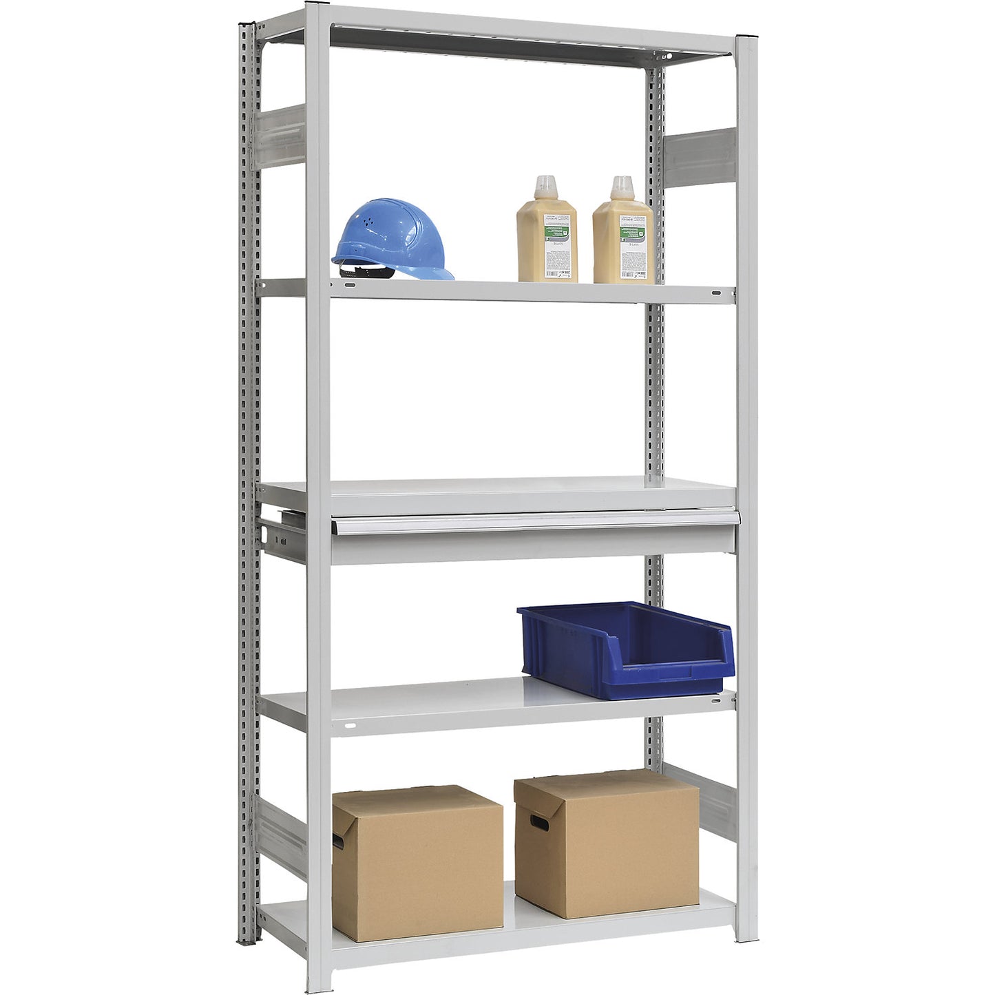Single drawer, made of steel, HxWxD 150 x 1000 x 400 mm, without lock, light grey.