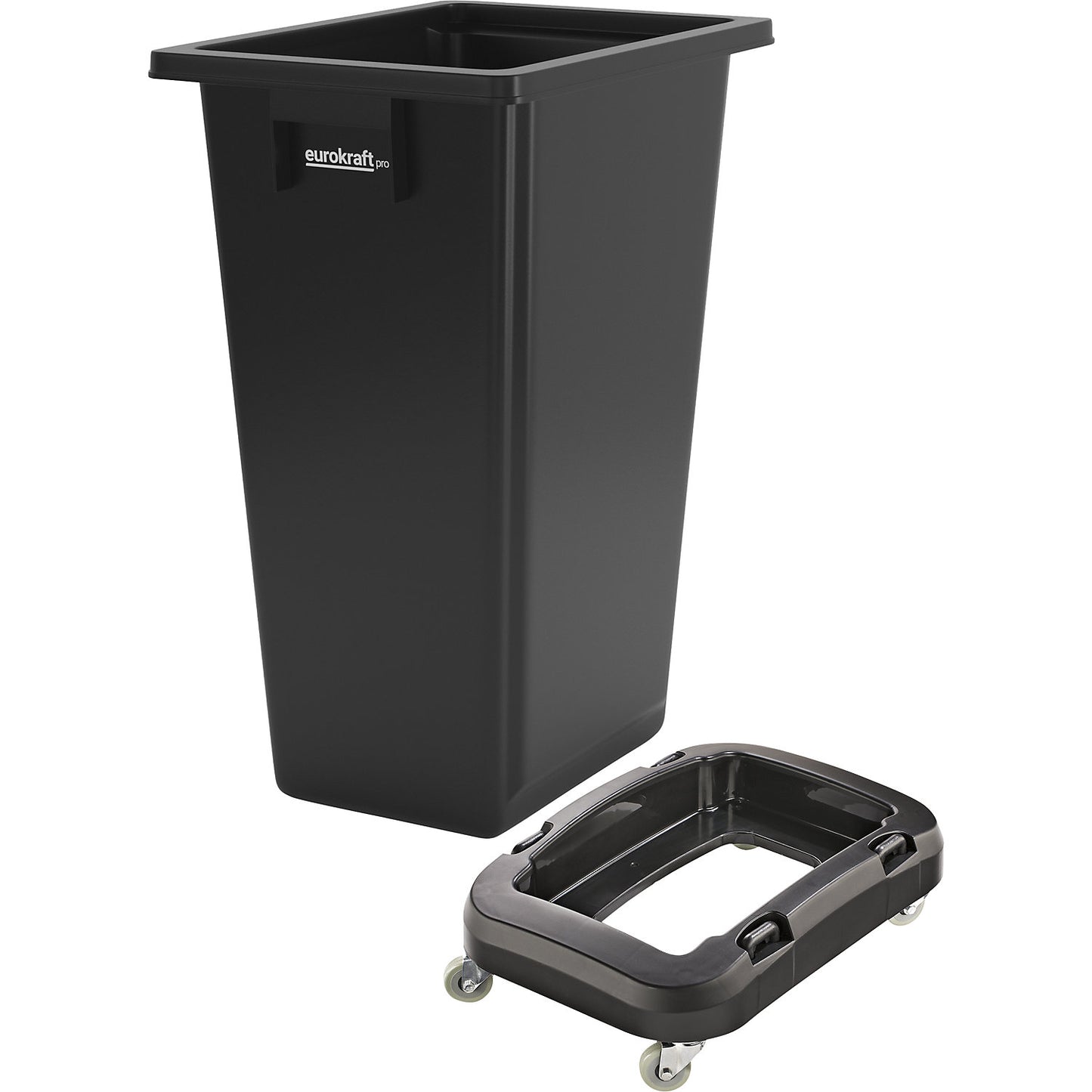 Recycling collector with trolley, black, 60 litres.