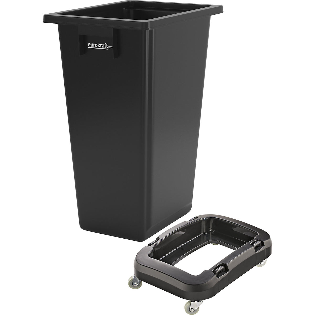 Recycling collector with trolley, black, 60 litres.