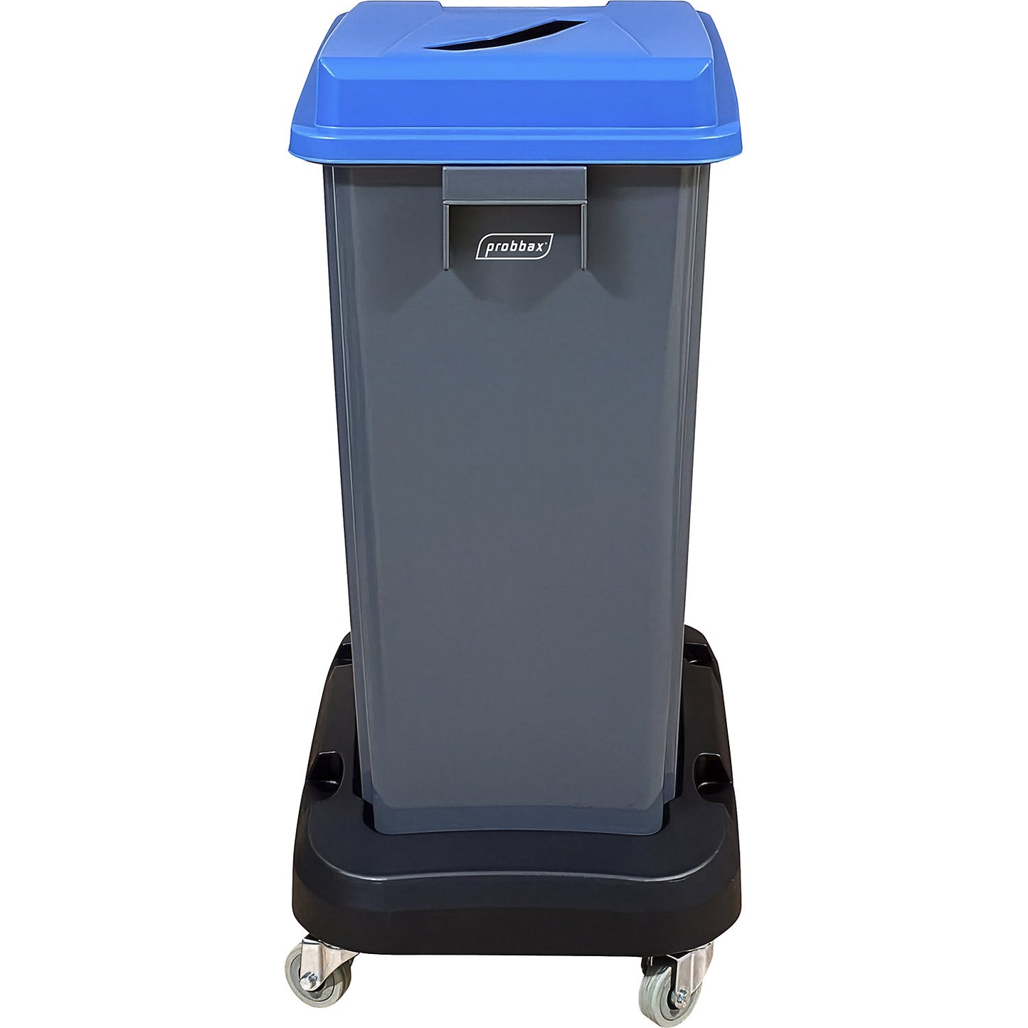 Recycling collector with trolley, blue lid, 60 litres.